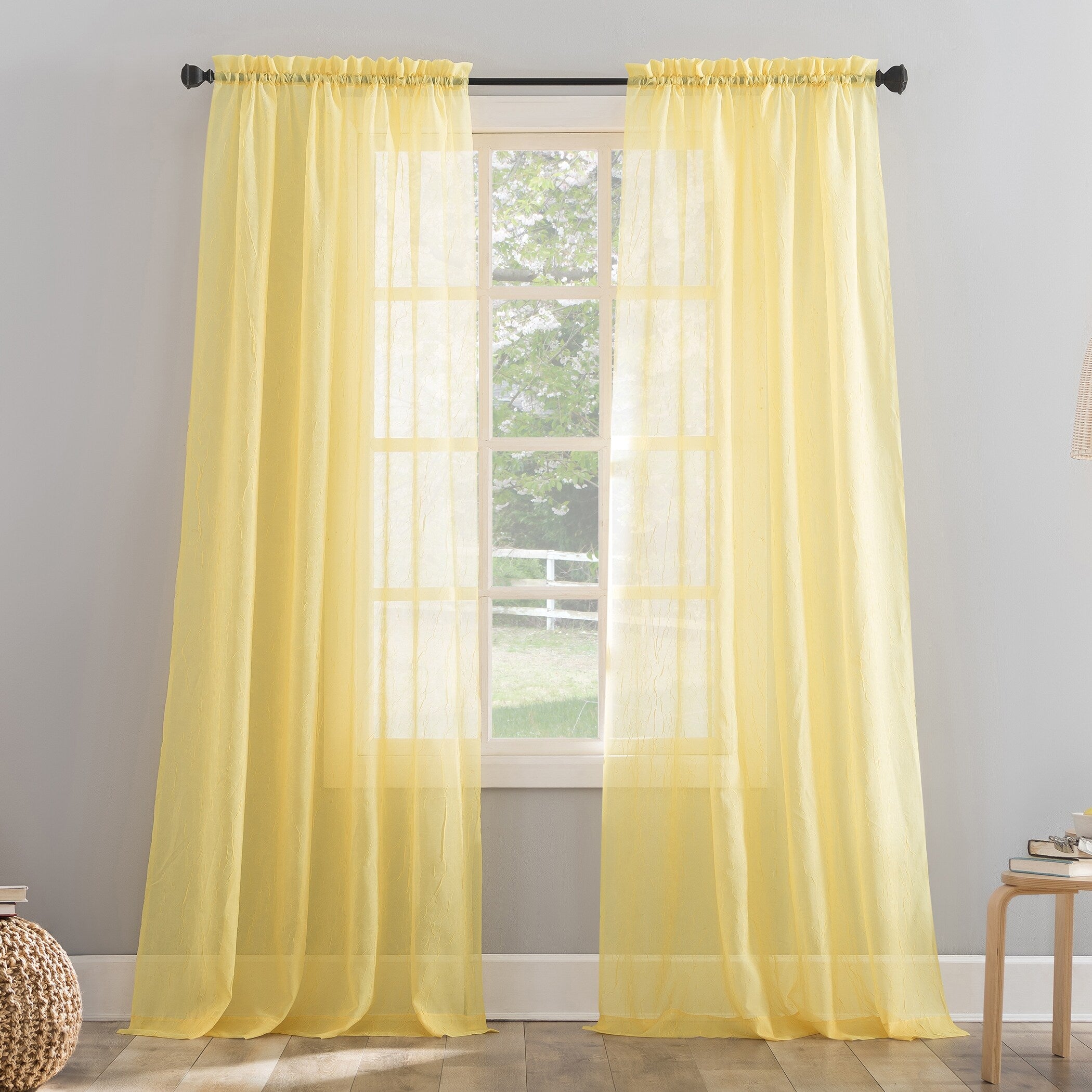 No. 918 Erica Crushed Voile Sheer Rod Pocket 1-Piece Curtain Panel, Single Panel