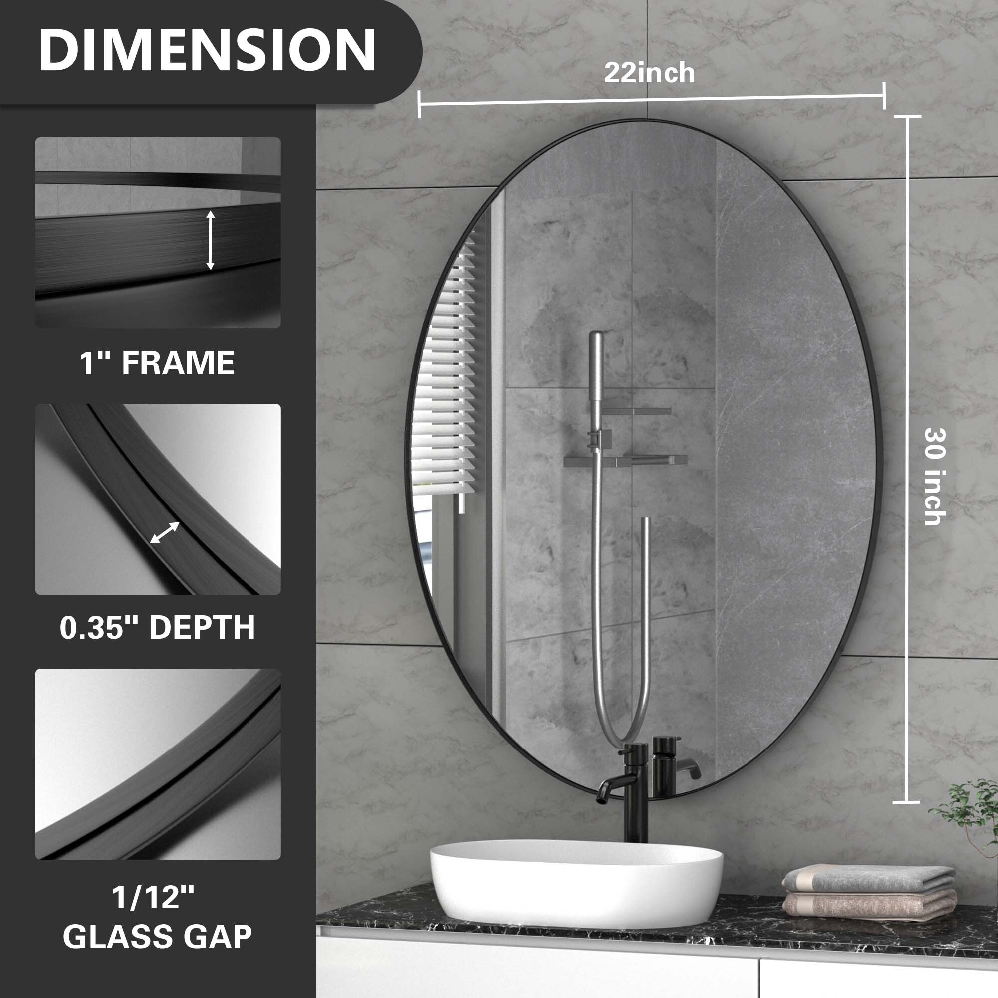 Wall Mirror Bathroom Mirror with Stainless Steel Frame (1 Piece)