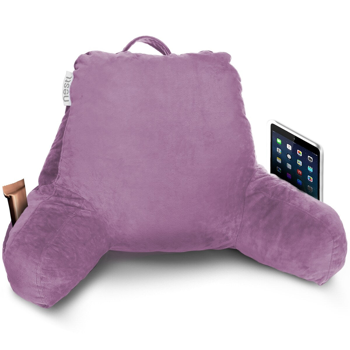 Nestl Memory Foam Reading Pillow with Backrest, Arms and Pockets