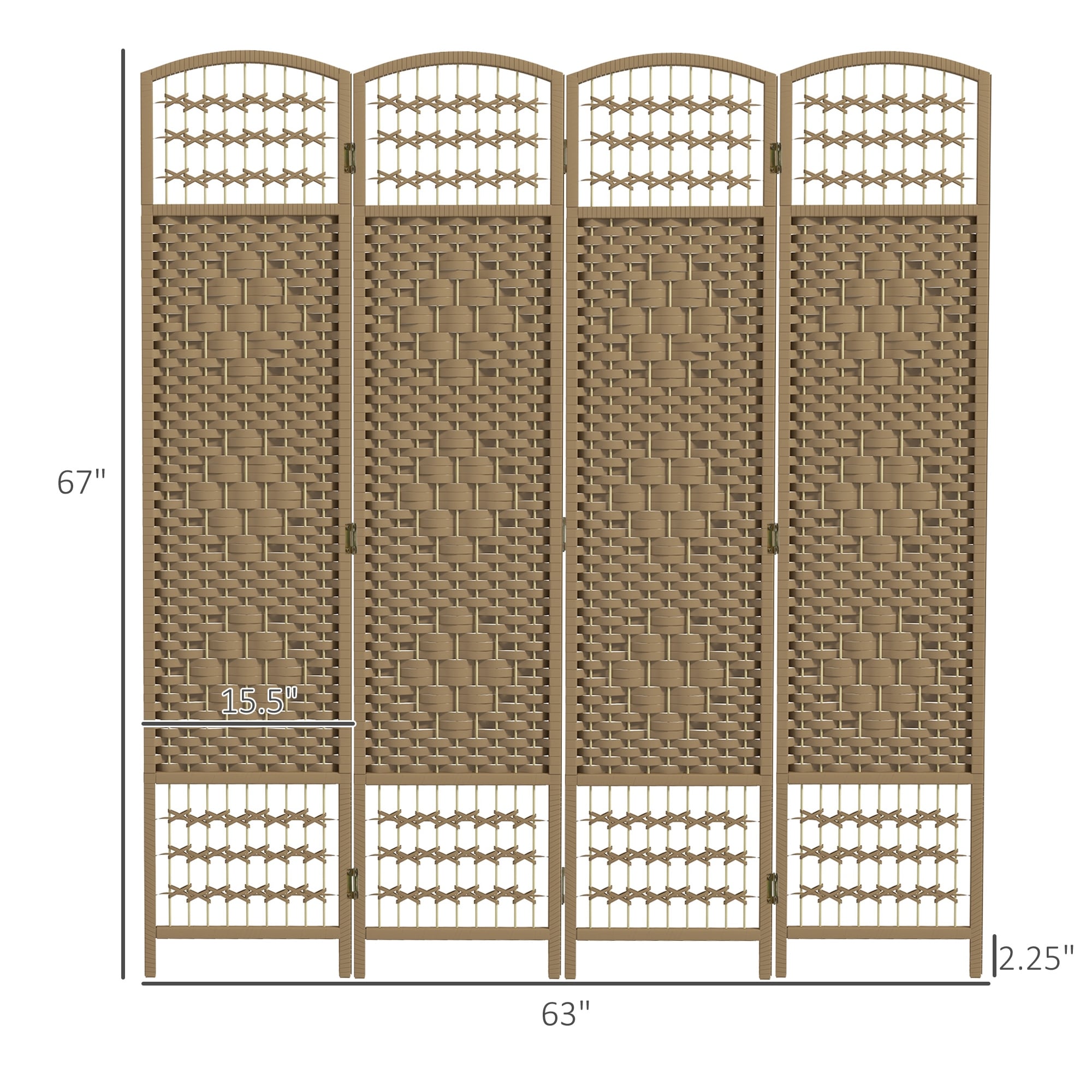 HOMCOM Panel Room Divider, 5.6 Ft Tall Folding Privacy Screen, Wave Fiber Freestanding Partition Wall Divider, White