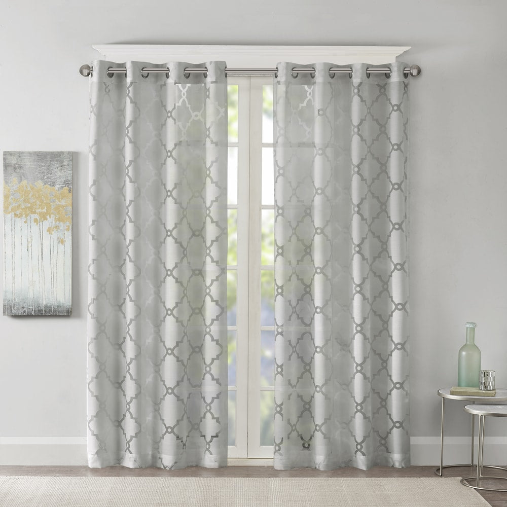 Madison Park Laya Fretwork Burnout Sheer Curtain Panel