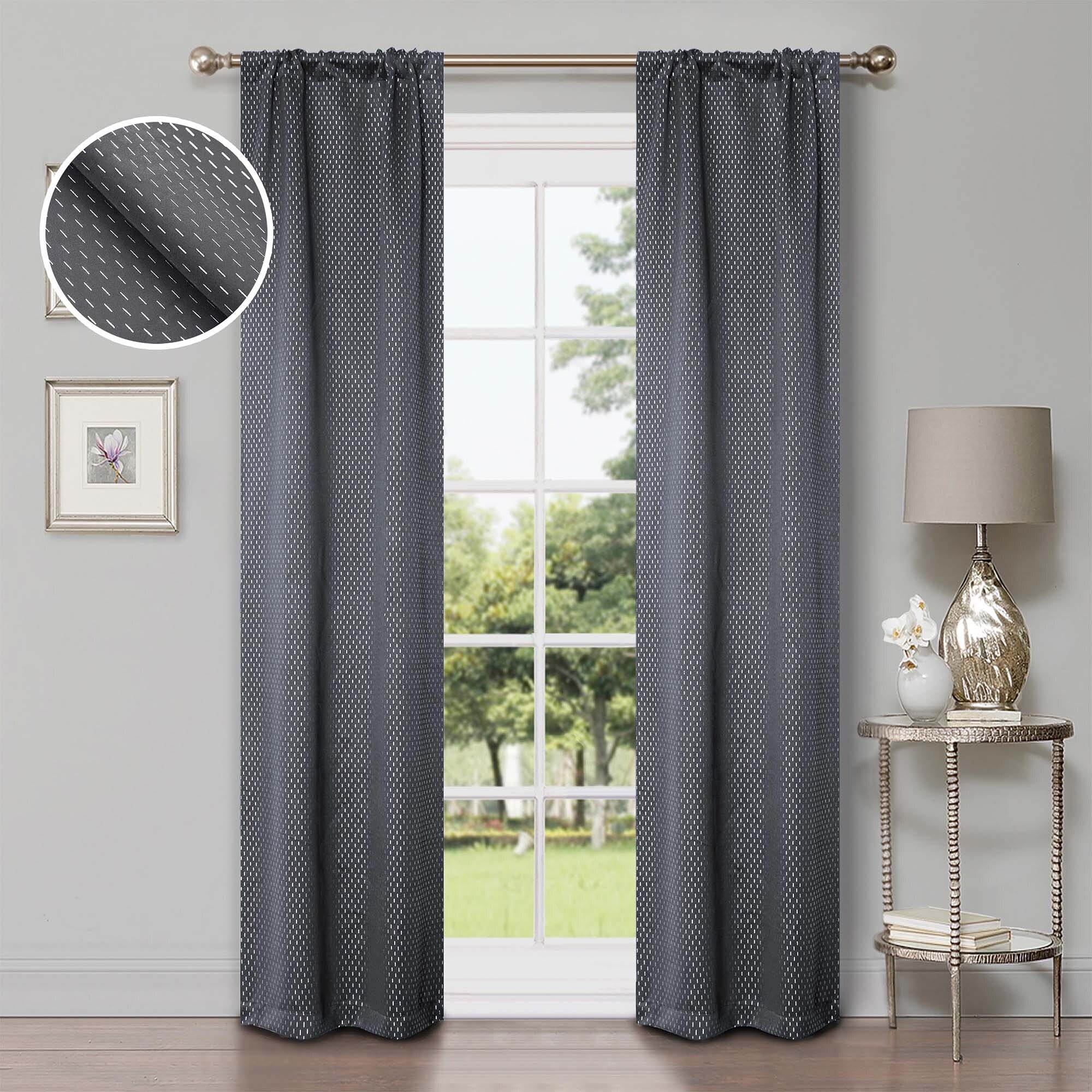 Superior Shimmer Washable Room Darkening Curtains, Set of 2 Panels