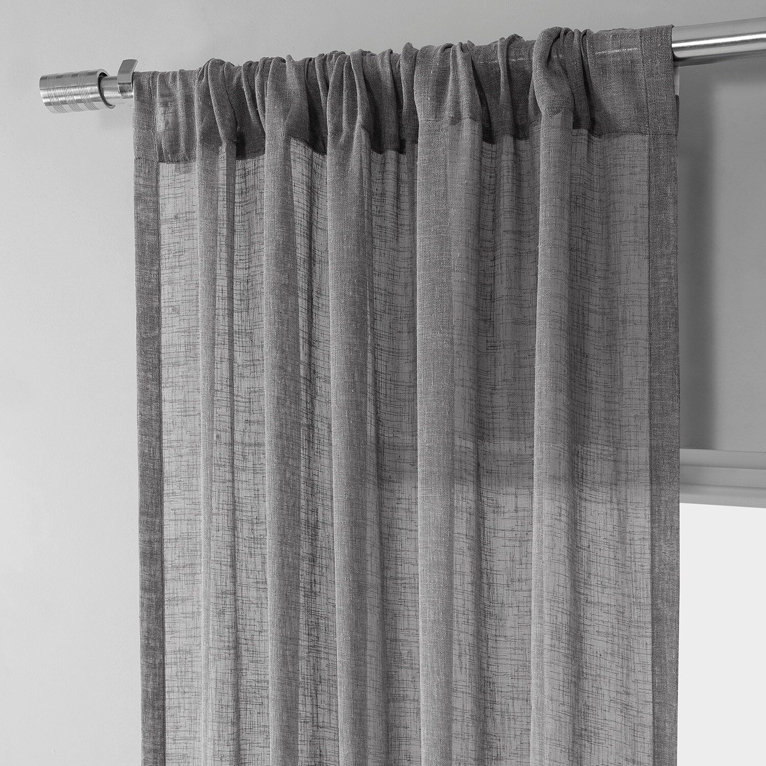 Exclusive Fabrics Solid Faux Linen Sheer Curtain (1 Panel)