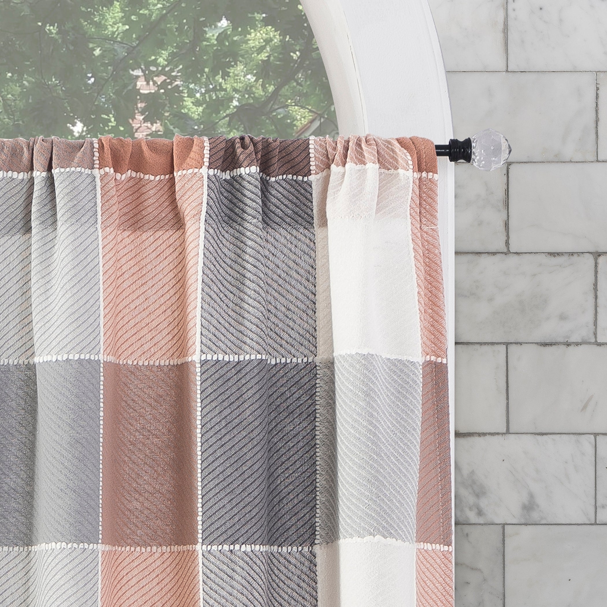 Archaeo Colorblock Plaid Cotton Cafe Curtain Pair