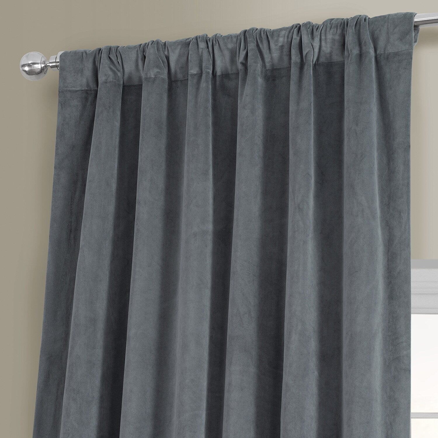 Exclusive Fabrics Natural Grey Velvet Blackout Curtain (1 Panel)