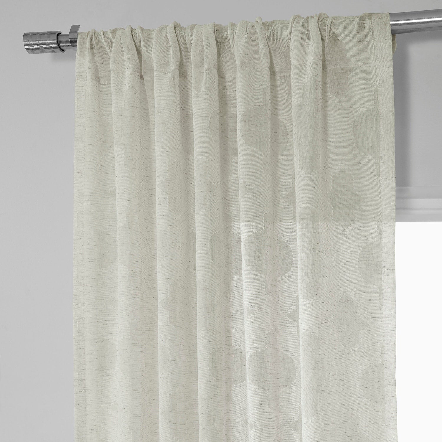 Exclusive Fabrics Calais Tile Patterned Faux Linen Sheer Curtain