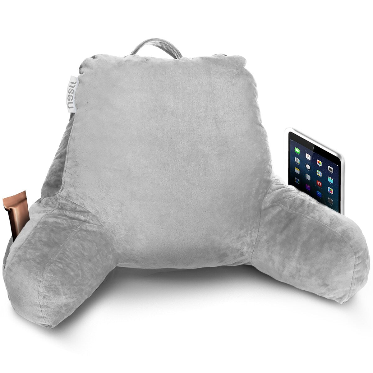 Nestl Memory Foam Reading Pillow with Backrest, Arms and Pockets