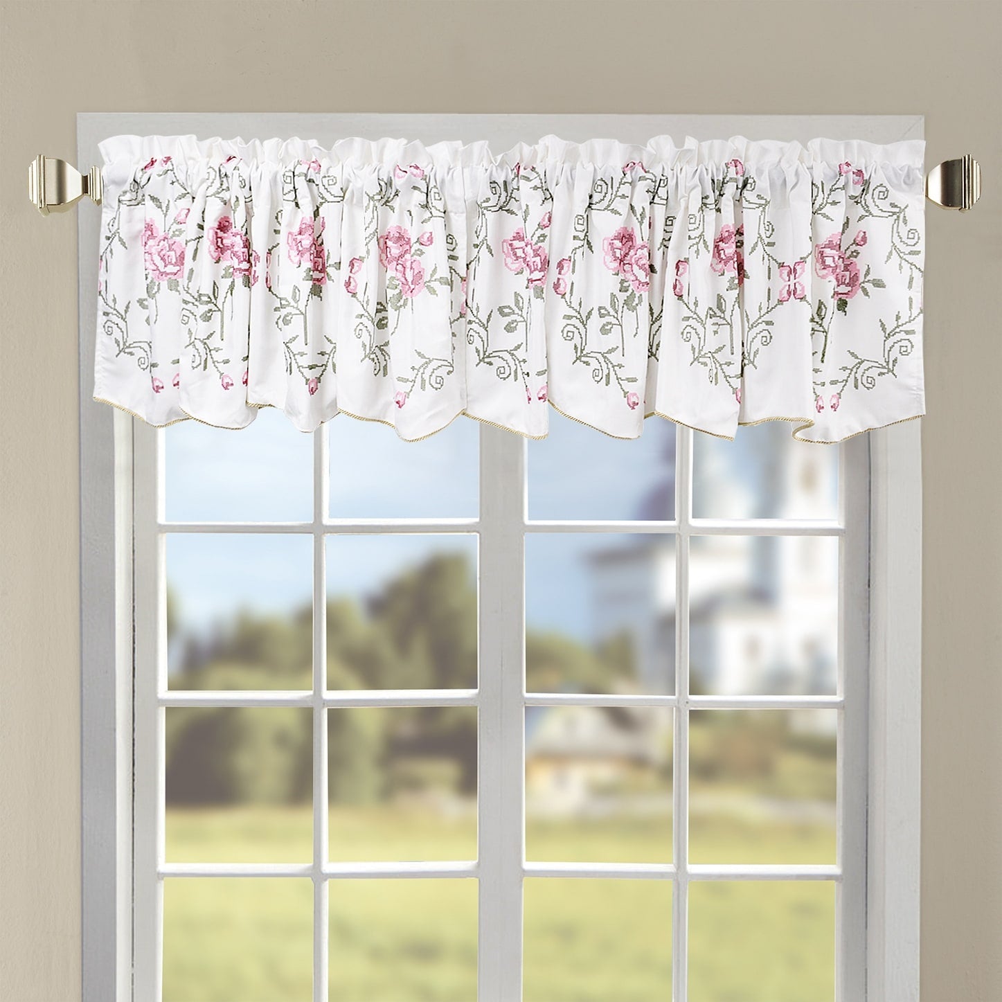 Serenta Embroidered Rose Valance