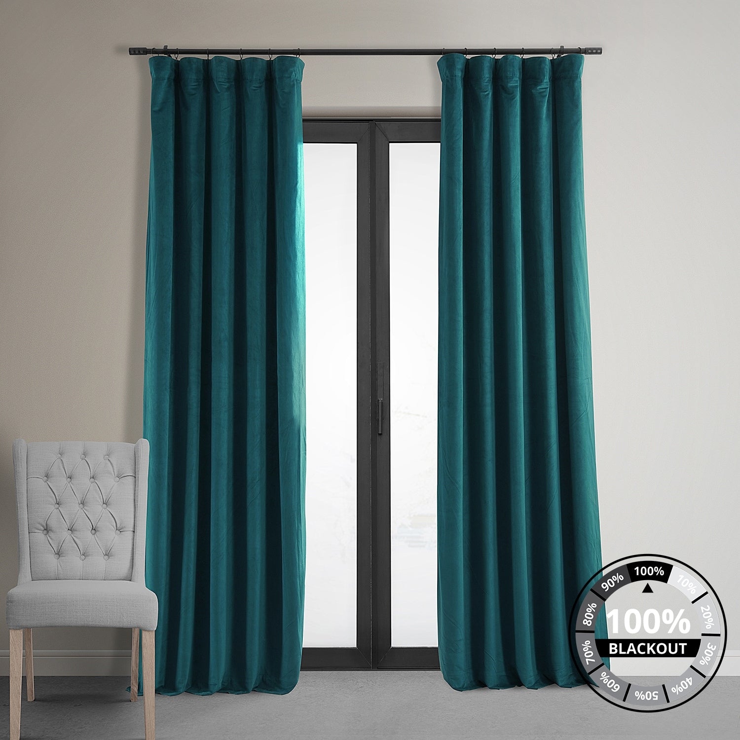 Exclusive Fabrics Signature Velvet Blackout Curtain 108 Inches Long (1 Panel)