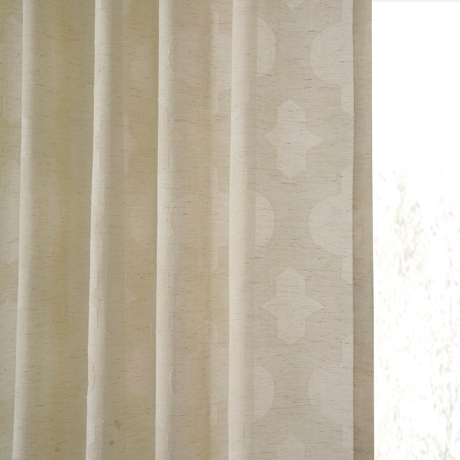 Exclusive Fabrics Calais Tile Patterned Faux Linen Sheer Curtain