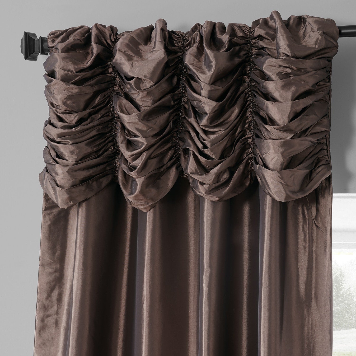 Exclusive Fabrics Single Ruched Faux Solid Taffeta Curtain (1 Panel)