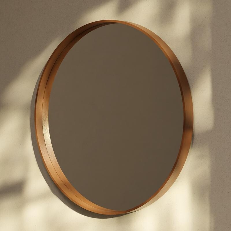 Classic Wooden Frame Farmhouse Round Wall Mirror