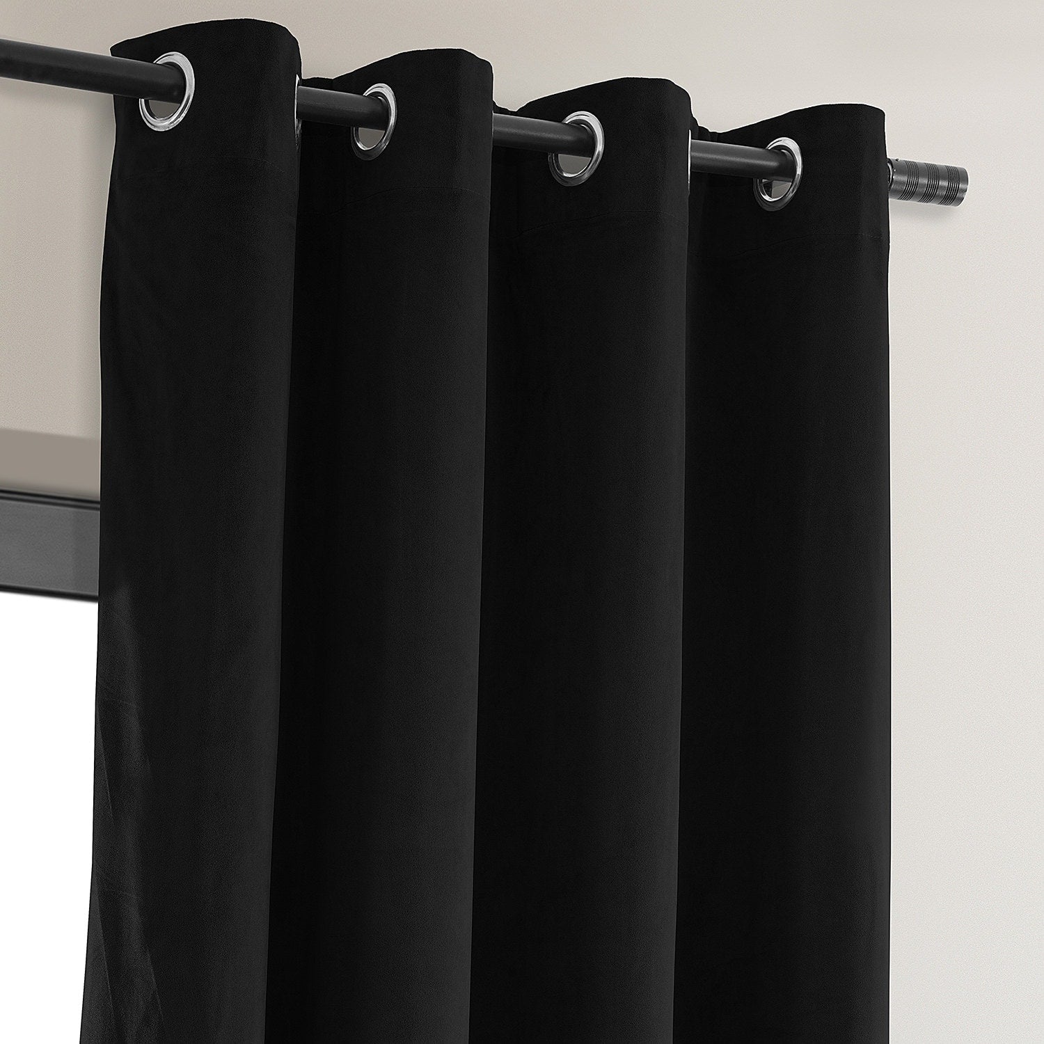 Exclusive Fabrics Warm Black Grommet Velvet Blackout Curtain (1 Panel)