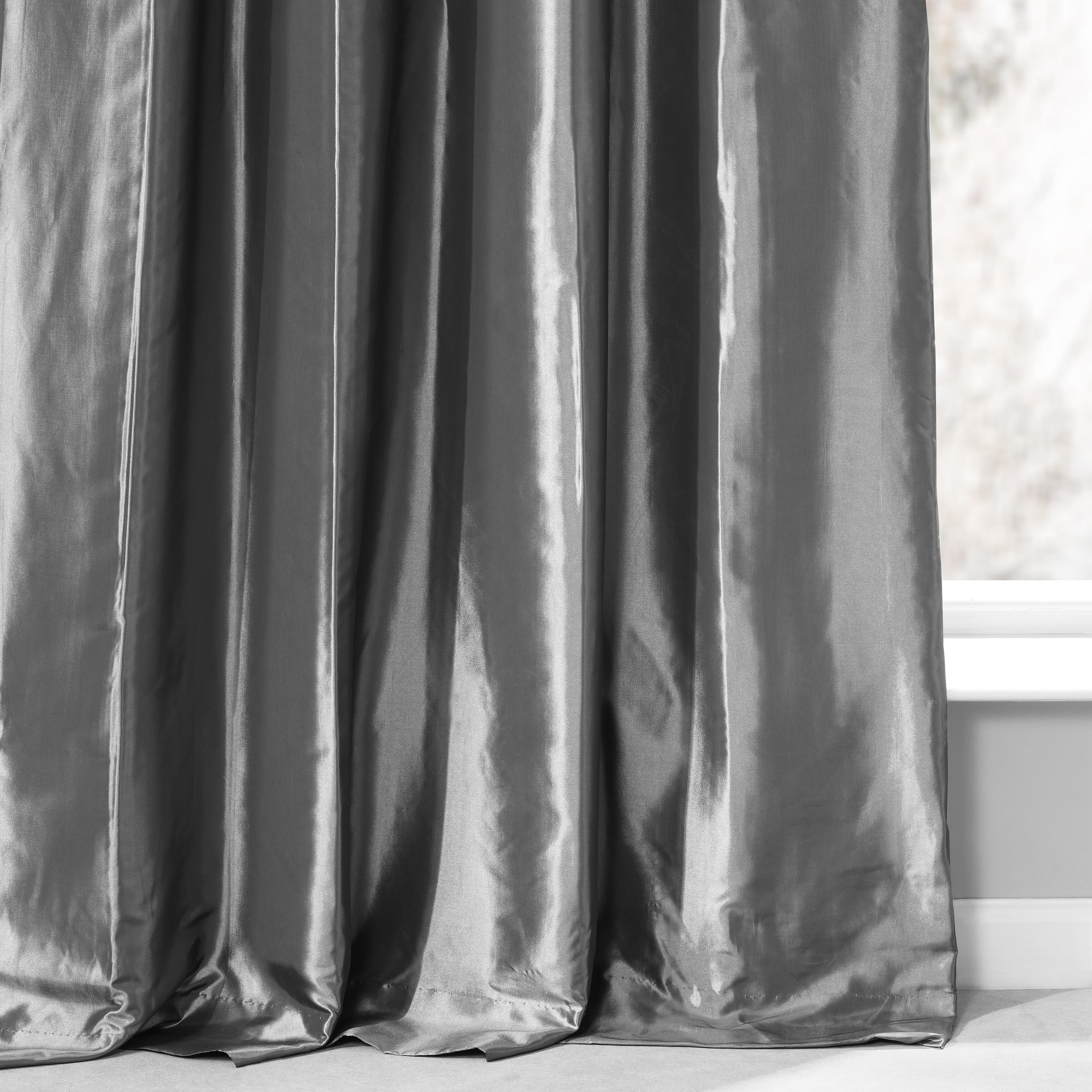 Exclusive Fabrics Single Ruched Faux Solid Taffeta Curtain (1 Panel)