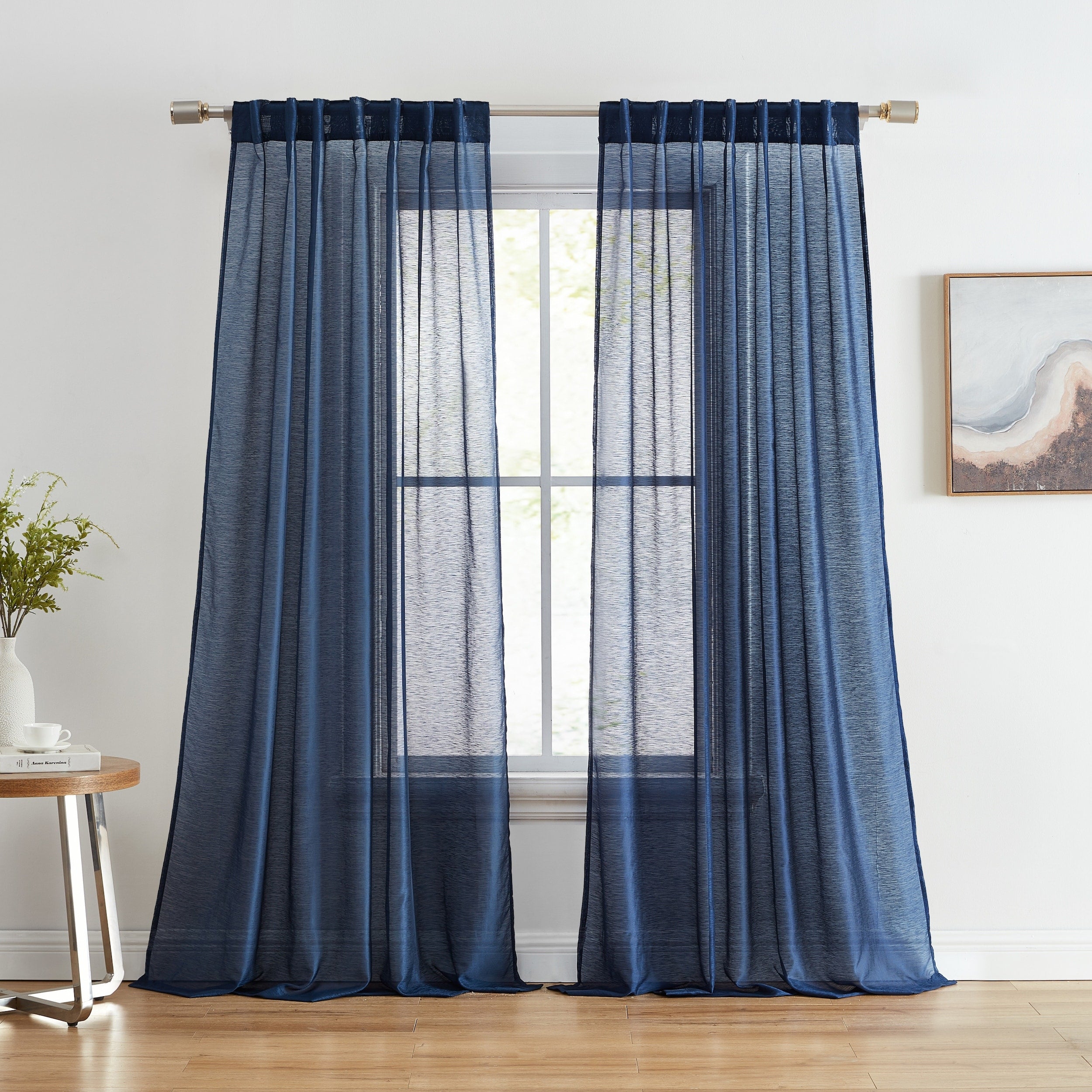 HLC.me Lauren Semi Sheer Rod Pocket & Back Tab Window Curtains Panels, Set of 2