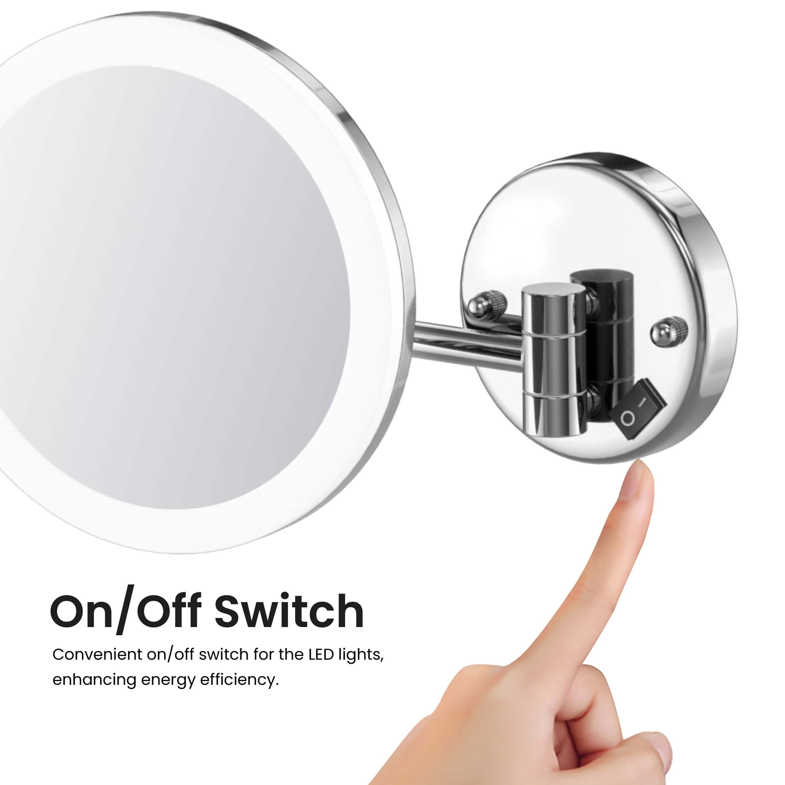 Circular LED Wall Mount One Side 5x Magnifying Make Up Mirror