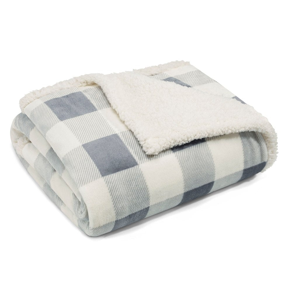 Eddie Bauer Plush Plaid Sherpa Blanket