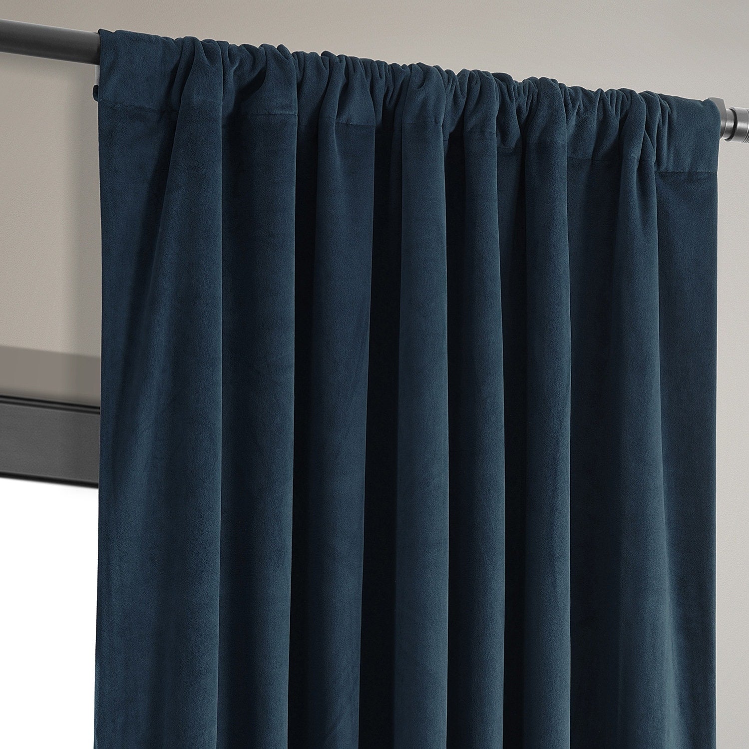 Exclusive Fabrics Signature Midnight Blue Velvet Blackout Curtain Panel