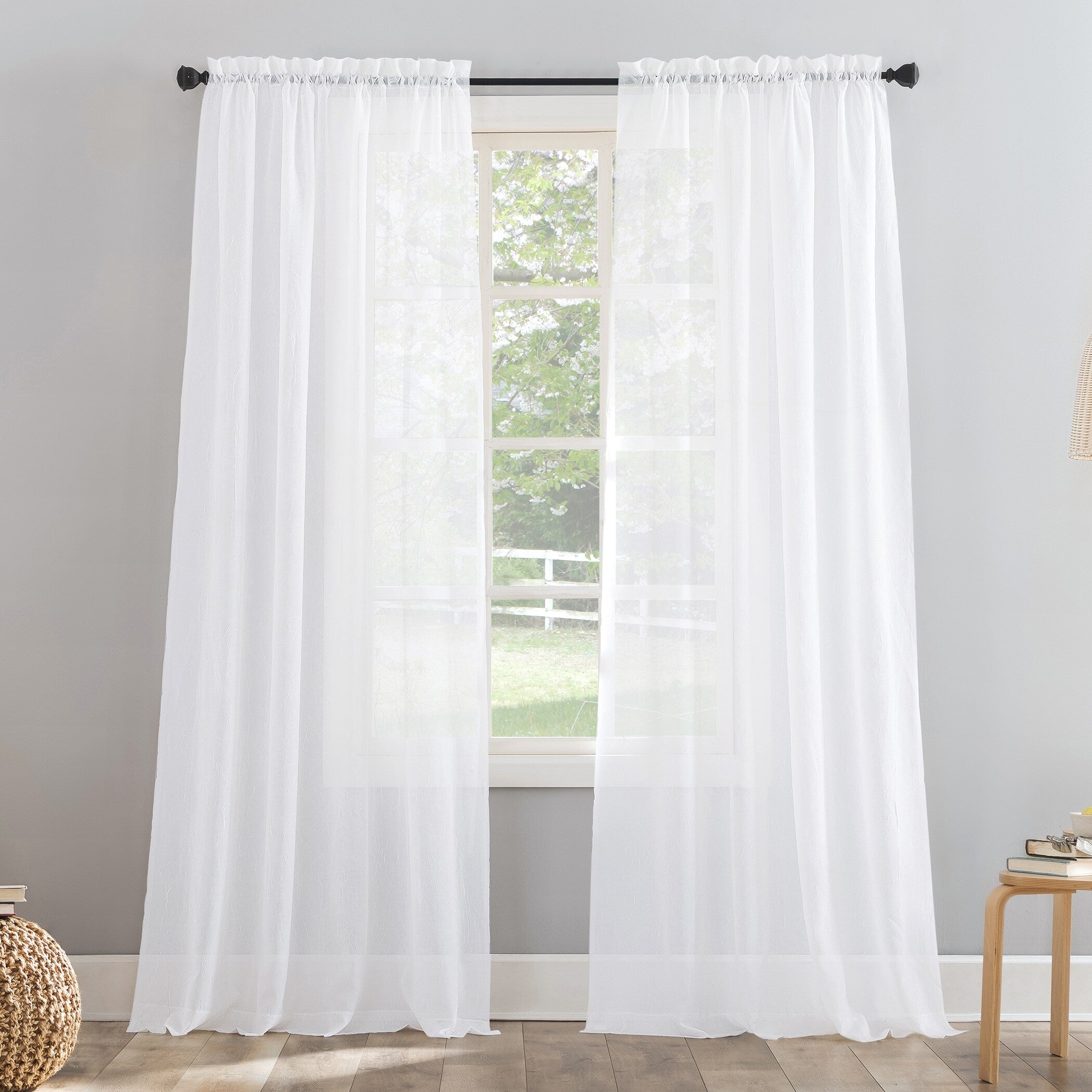 No. 918 Erica Crushed Voile Sheer Rod Pocket 1-Piece Curtain Panel, Single Panel