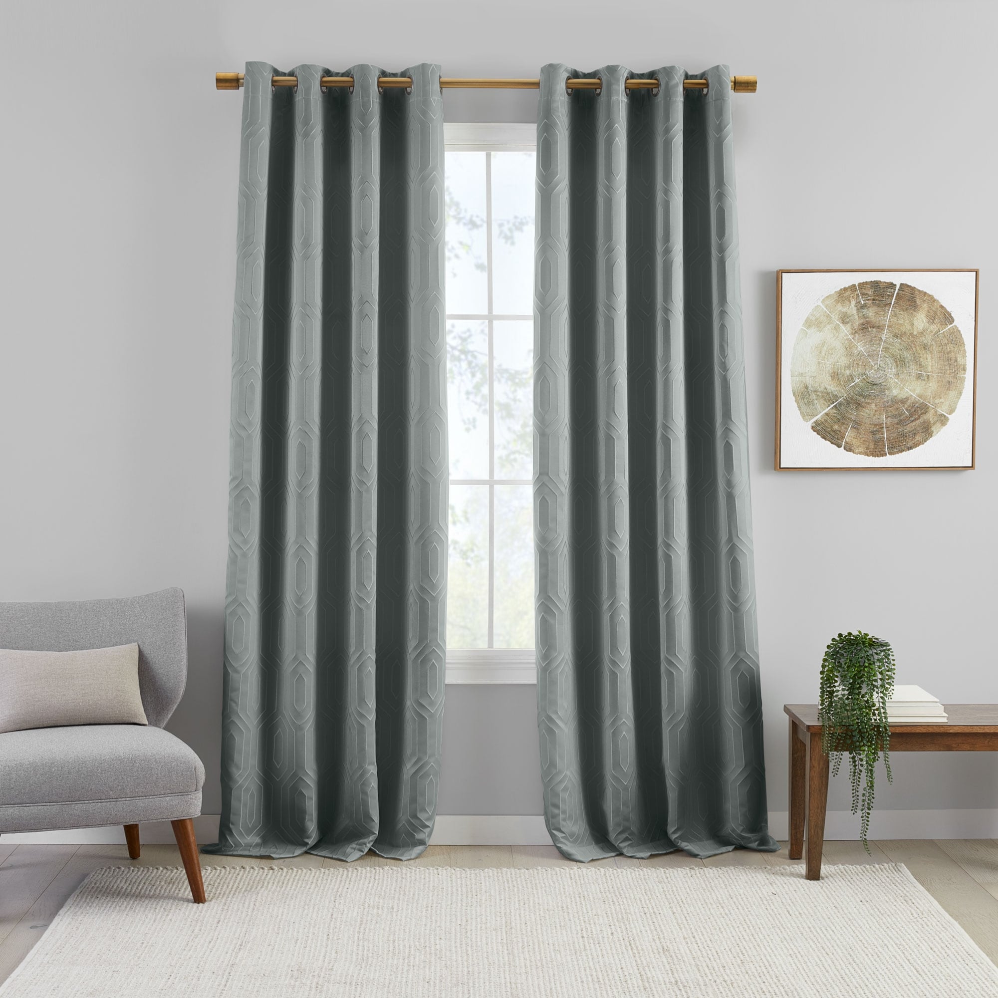 Sunveil Huxley Geometric Embroidered Texture Blackout Window Curtain Panel