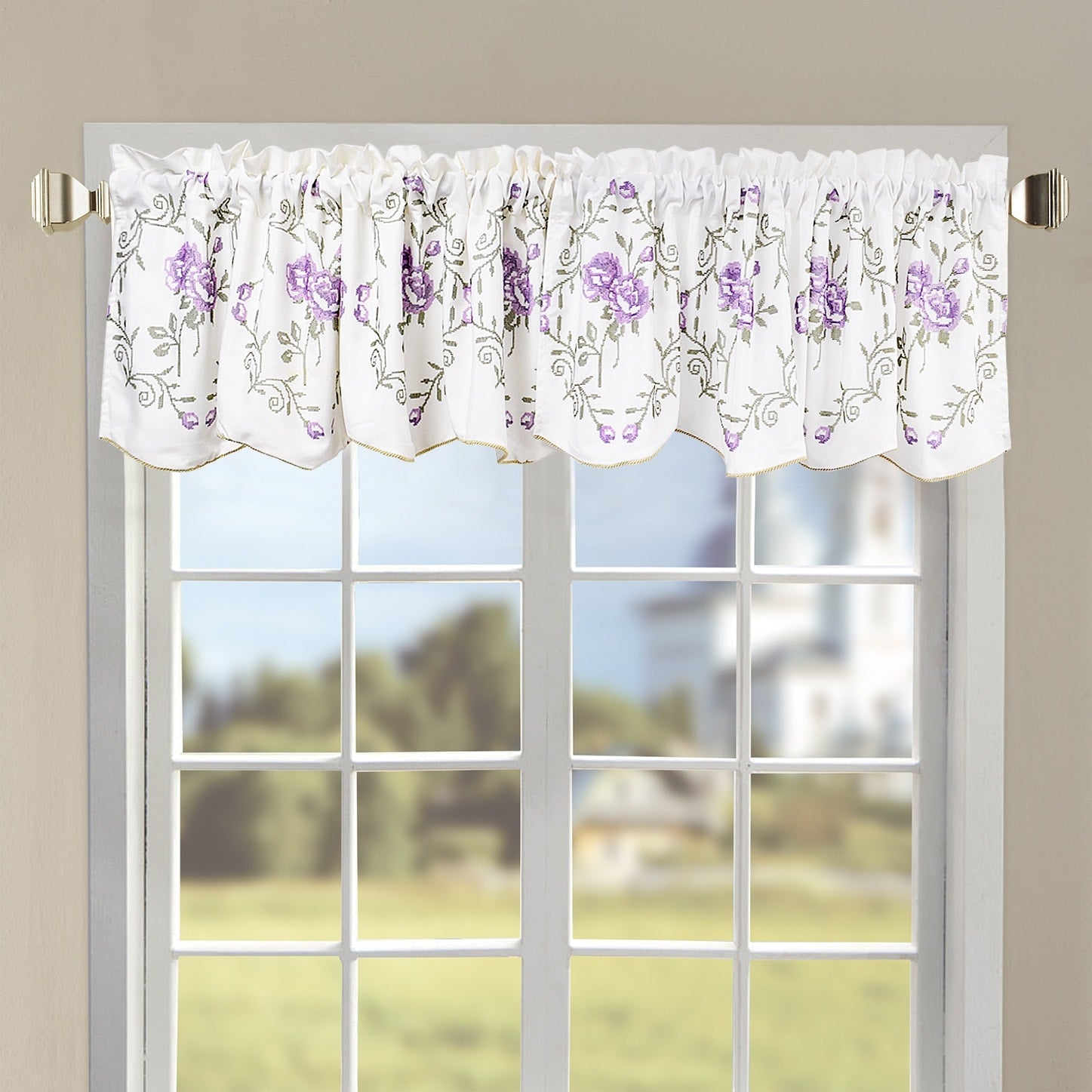 Serenta Embroidered Rose Valance