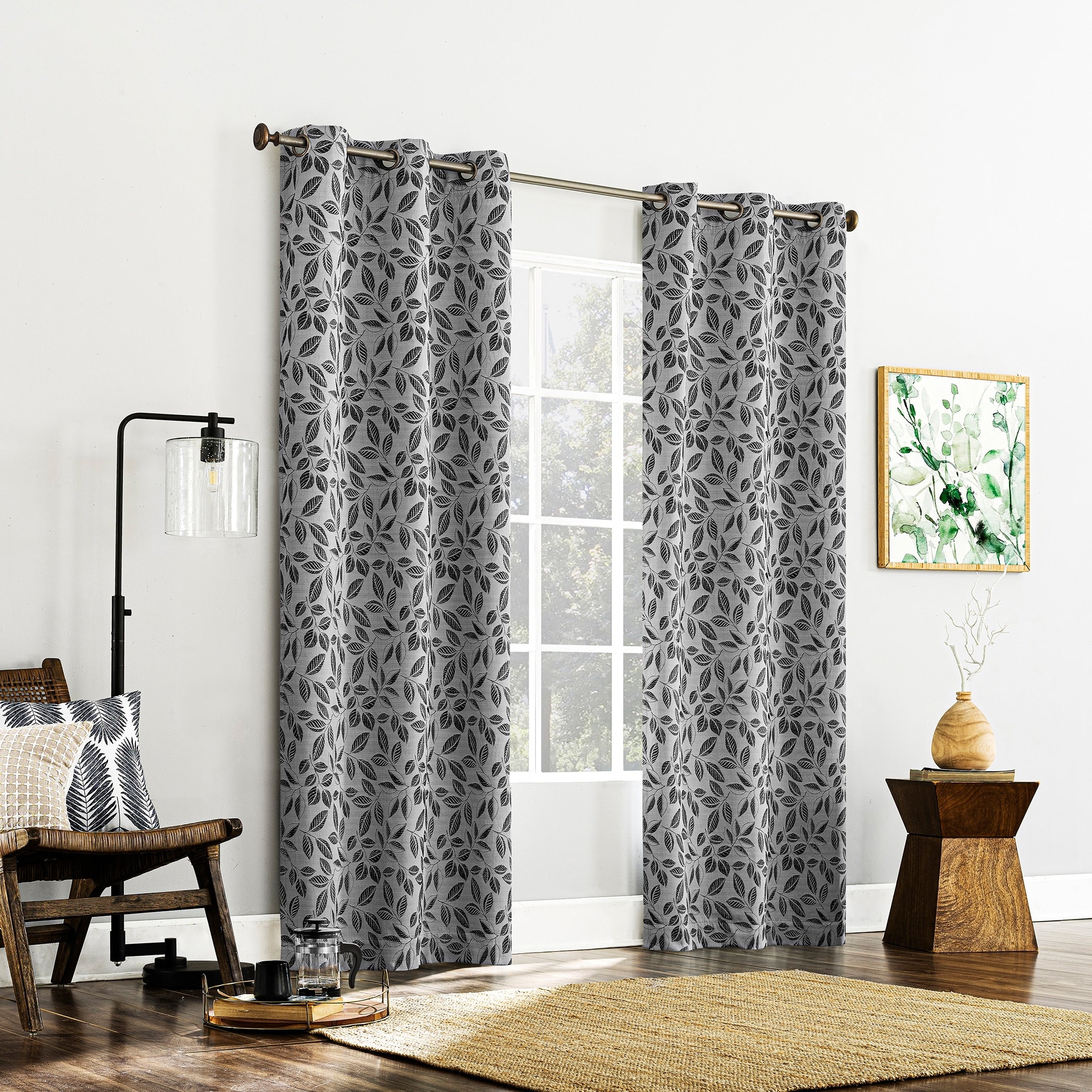 Sun Zero Satti Embroidered Leaf Total Blackout Grommet Curtain Panel, Single Panel