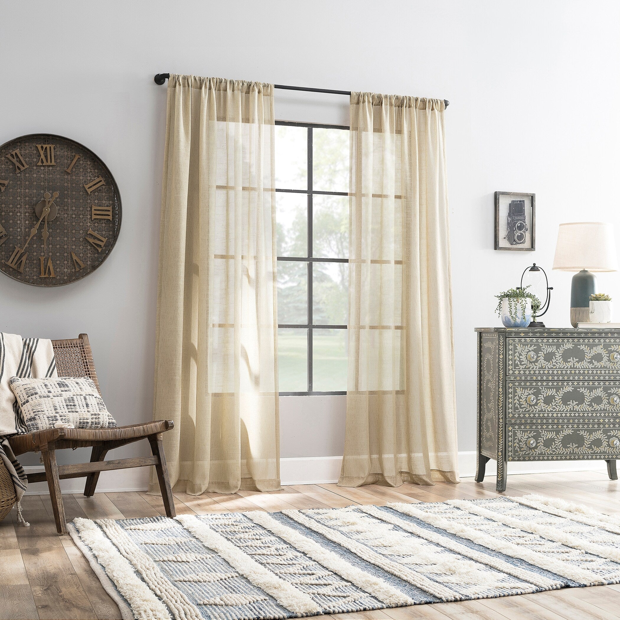 Archaeo Slub Textured Linen Blend Curtain, Single Panel