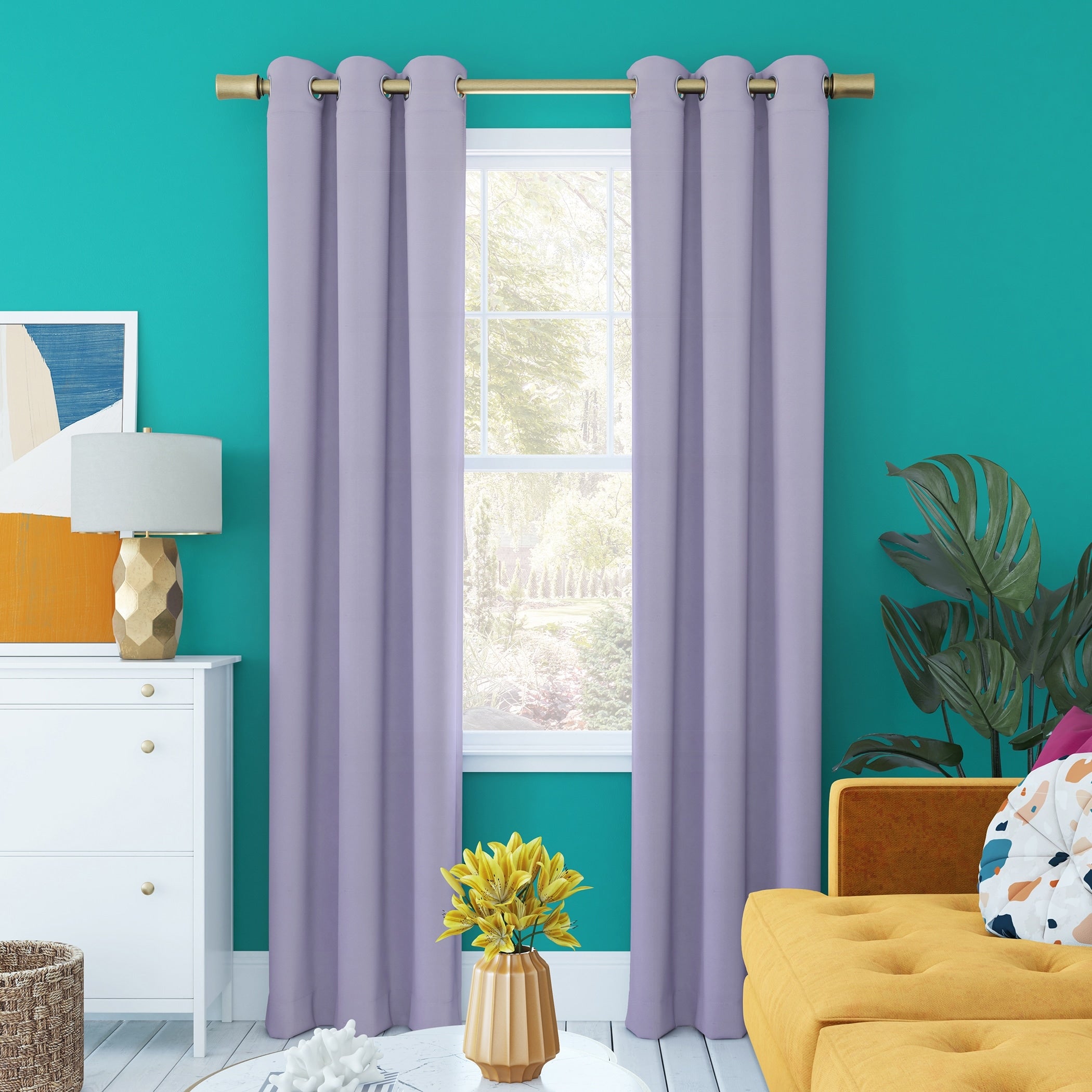 Sun Zero Harper Bright Vibes Total Blackout Grommet Curtain Panel, Single Panel