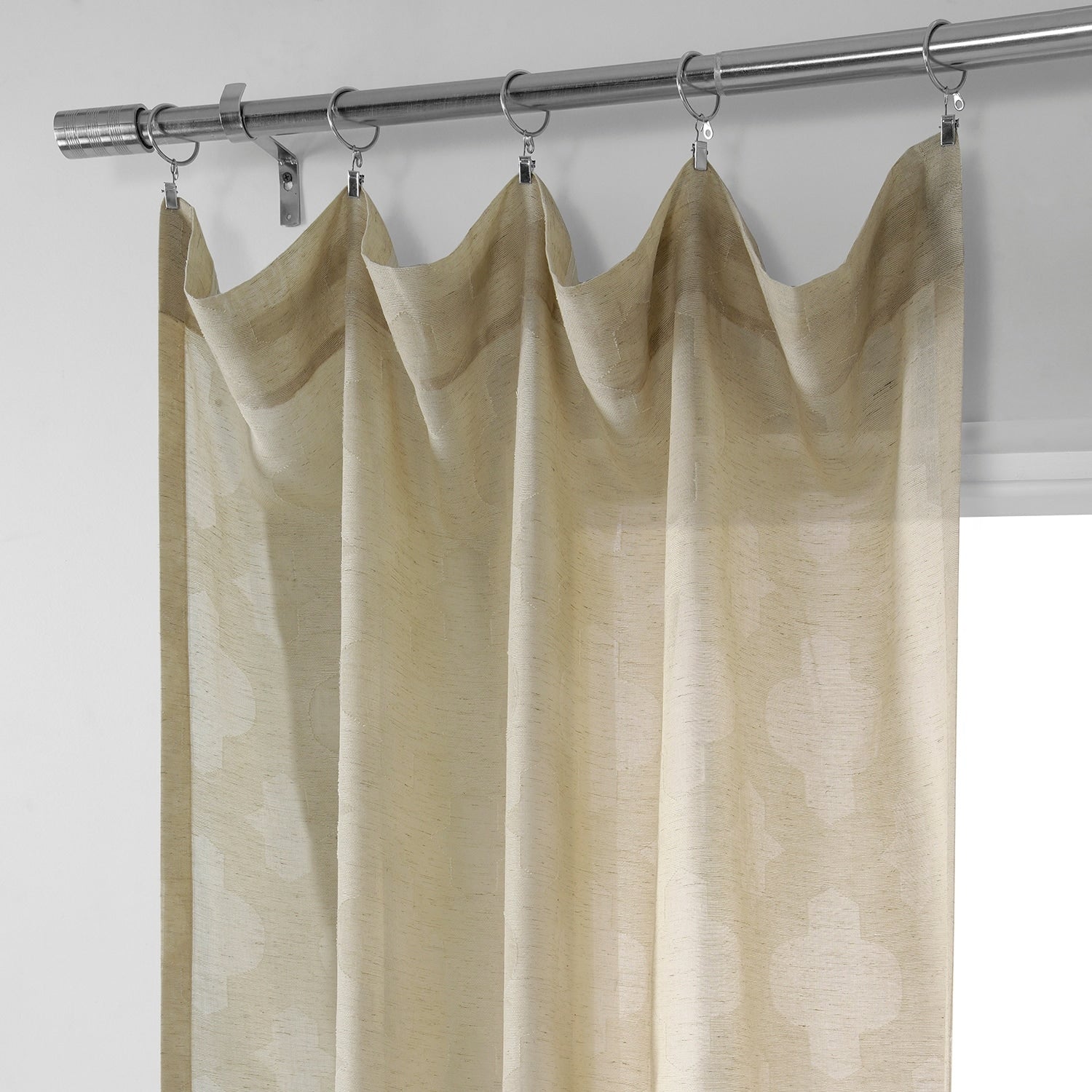 Exclusive Fabrics Calais Tile Patterned Faux Linen Sheer Curtain