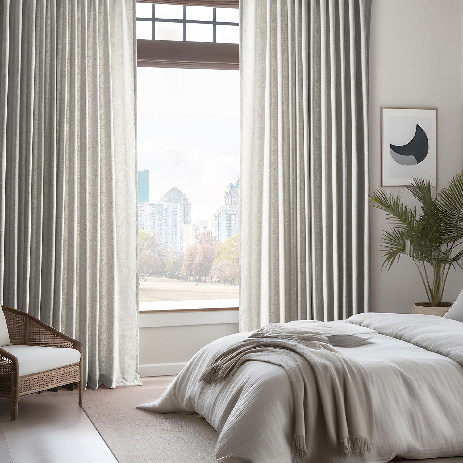 Exclusive Fabrics Simply Faux Linen Curtains - 2 Panels - Light Filtering Window Curtains