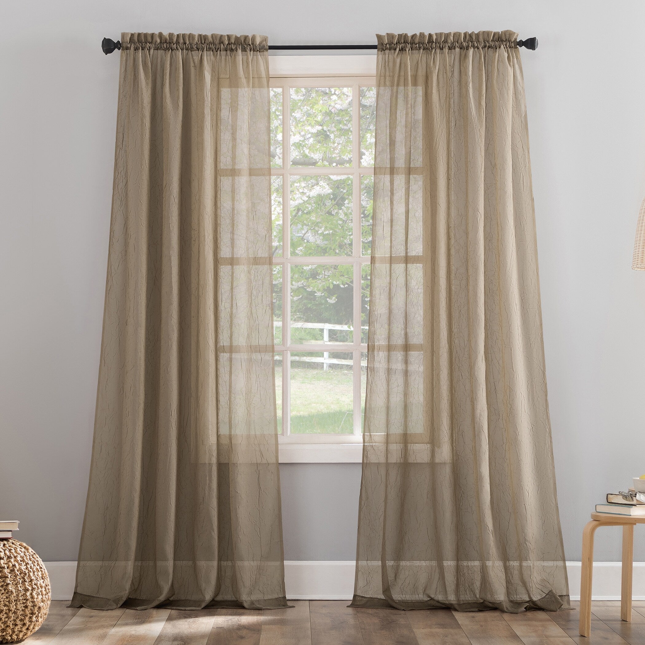 No. 918 Erica Crushed Voile Sheer Rod Pocket 1-Piece Curtain Panel, Single Panel