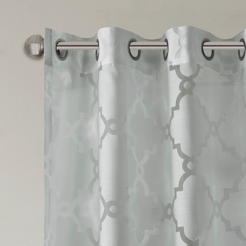 Madison Park Laya Fretwork Burnout Sheer Curtain Panel