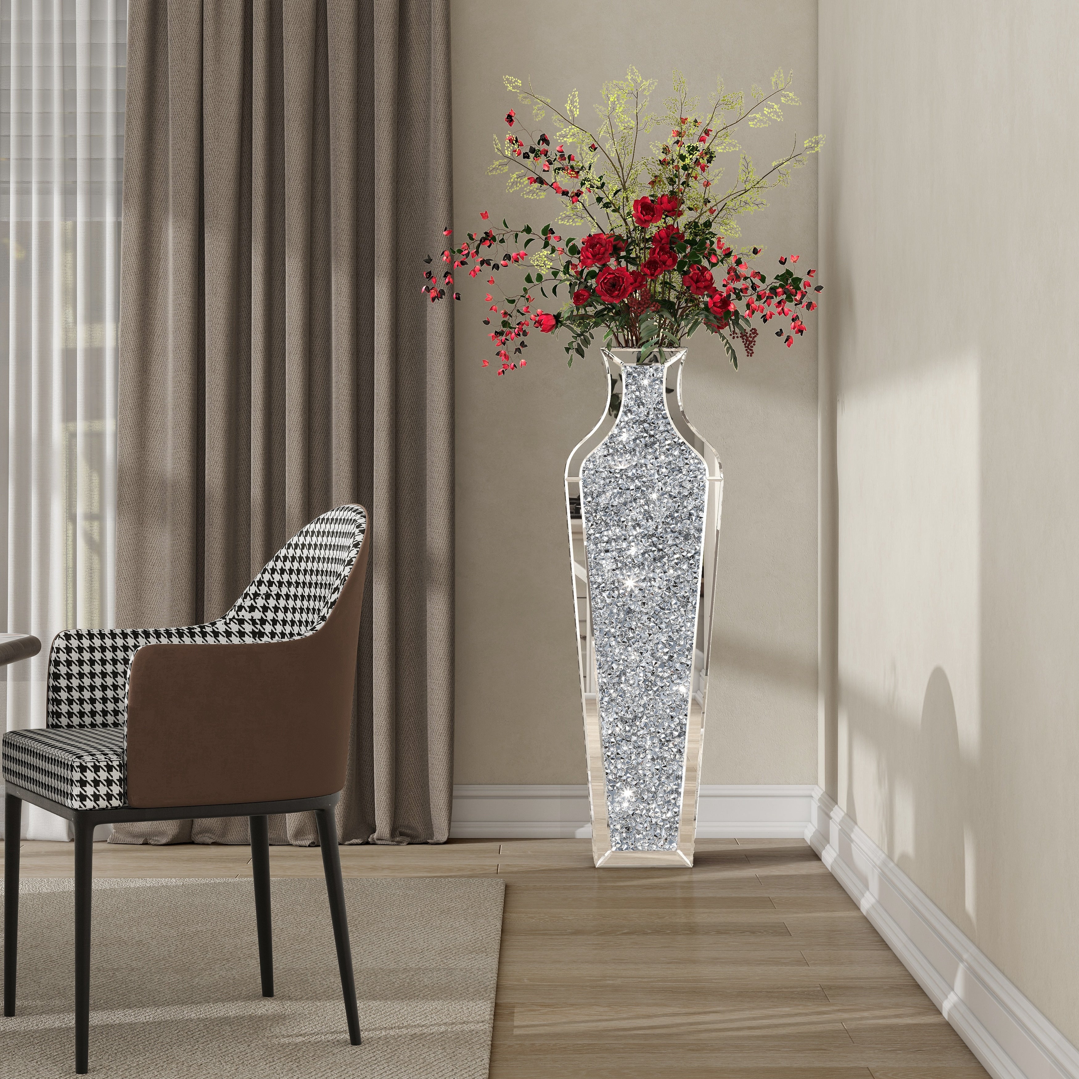 Tall Crushed Diamond Floor Vase