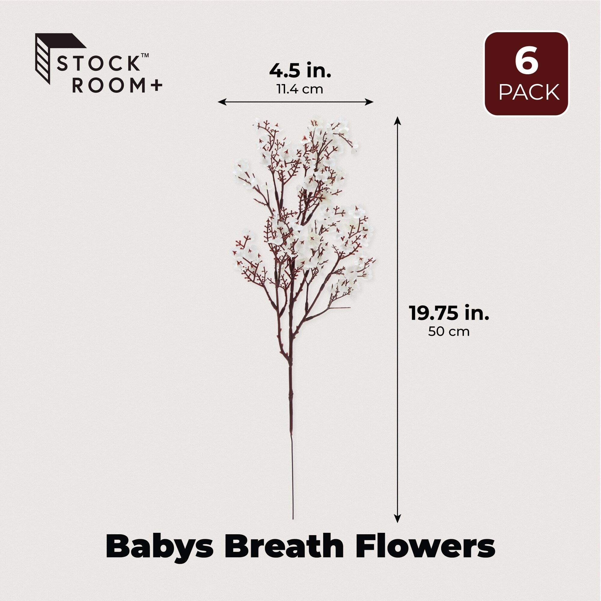 Silk Artificial Baby's Breath Flowers with Stem, White Babies Breath Bouquets (20 In, 6 Pack)