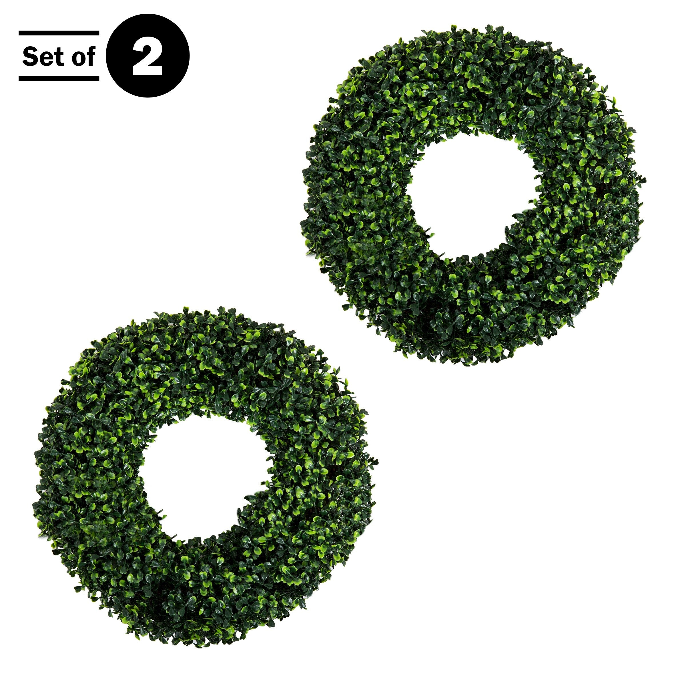 Pure Garden Decorative UV Resistant Boxwood Fall Wreath - 16.5-Inch Round