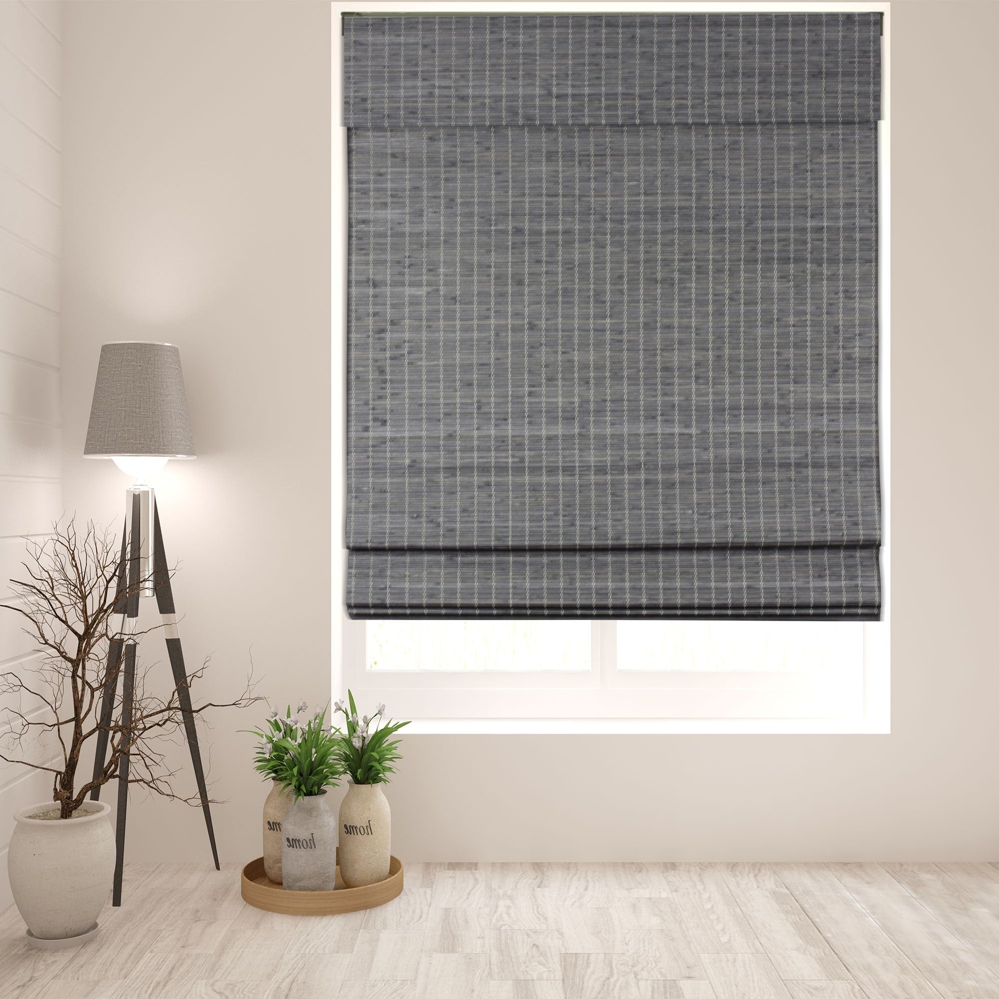 Arlo Blinds Semi-Privacy Grey-Brown Bamboo Roman Shades