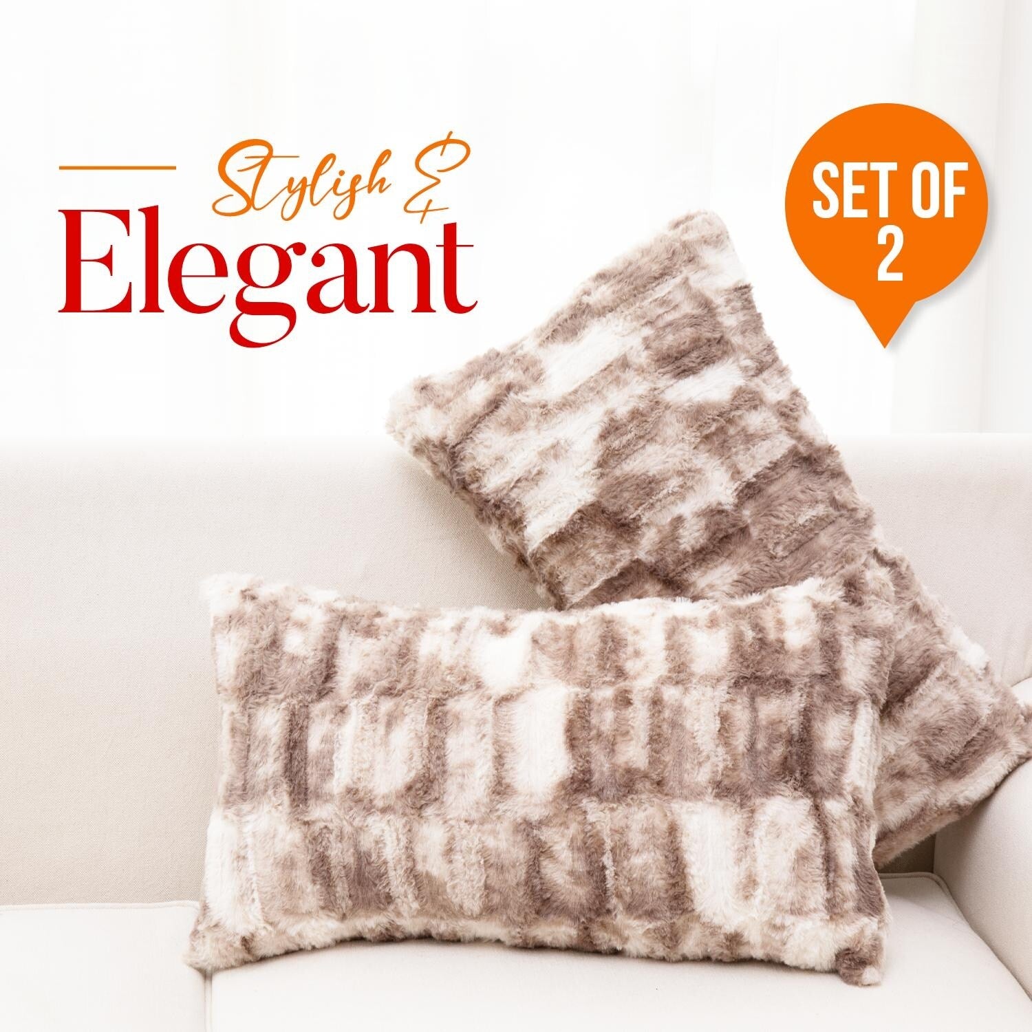 Cheer Collection Set of 2 Decorative Faux Fur Throw Pillow