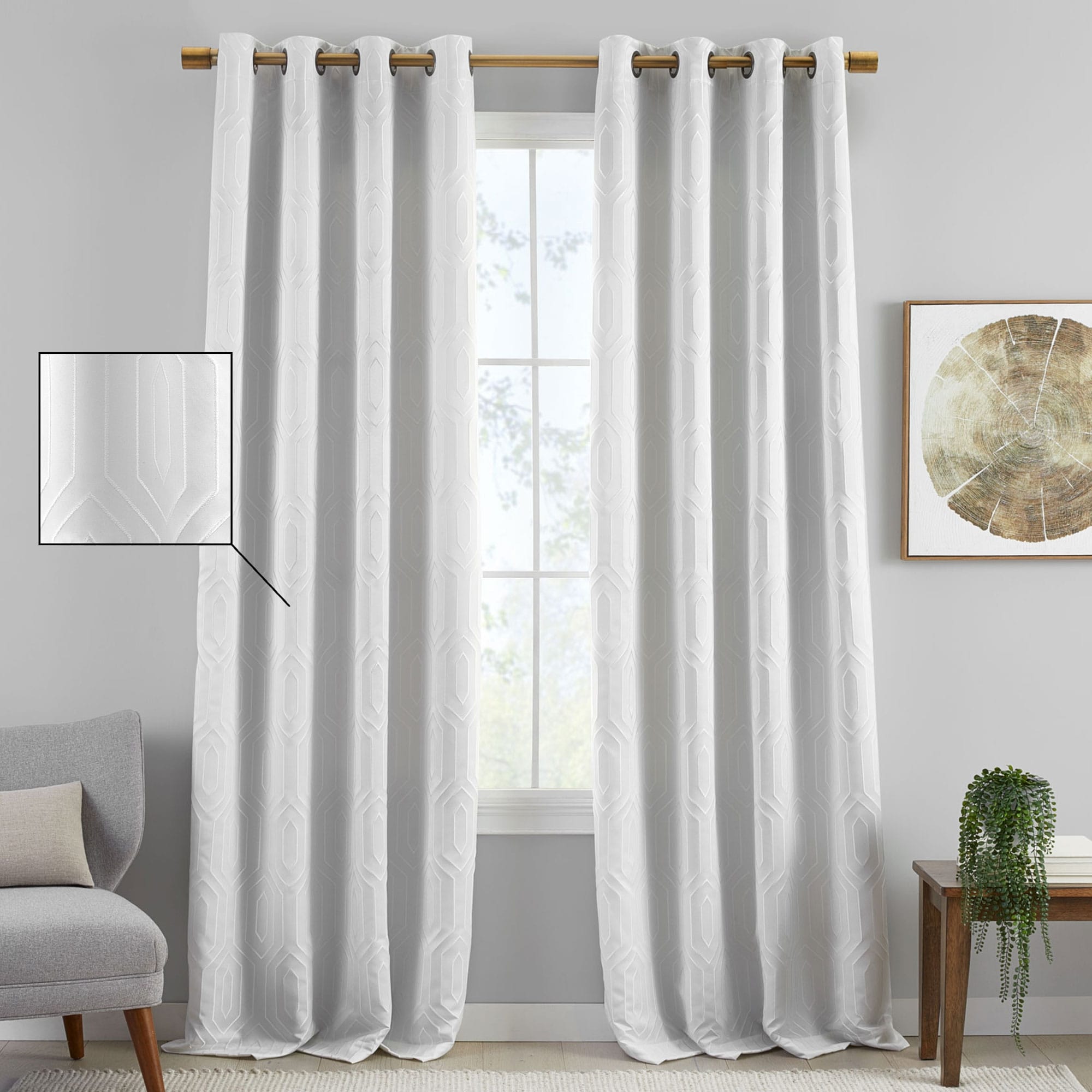 Sunveil Huxley Geometric Embroidered Texture Blackout Window Curtain Panel