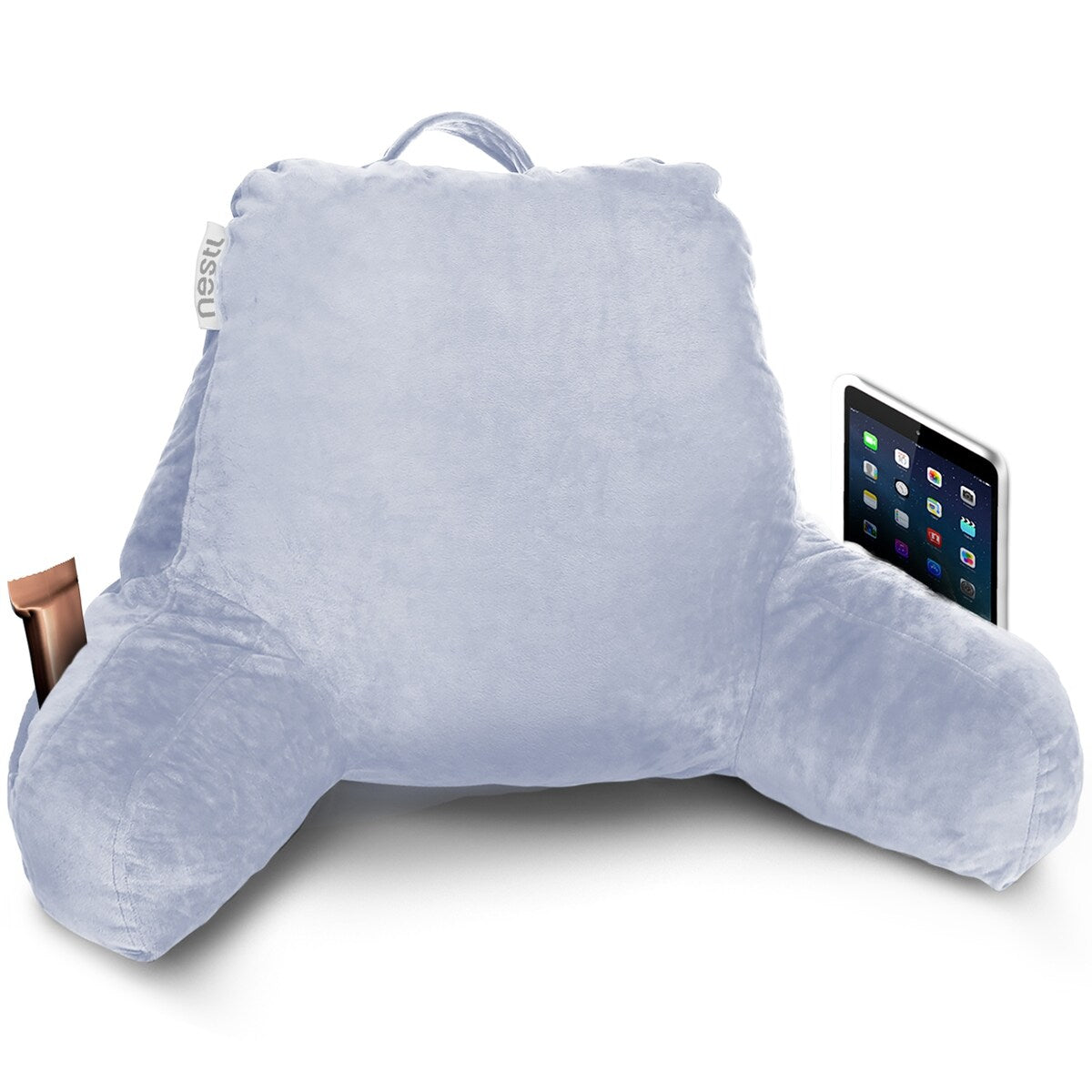 Nestl Memory Foam Reading Pillow with Backrest, Arms and Pockets