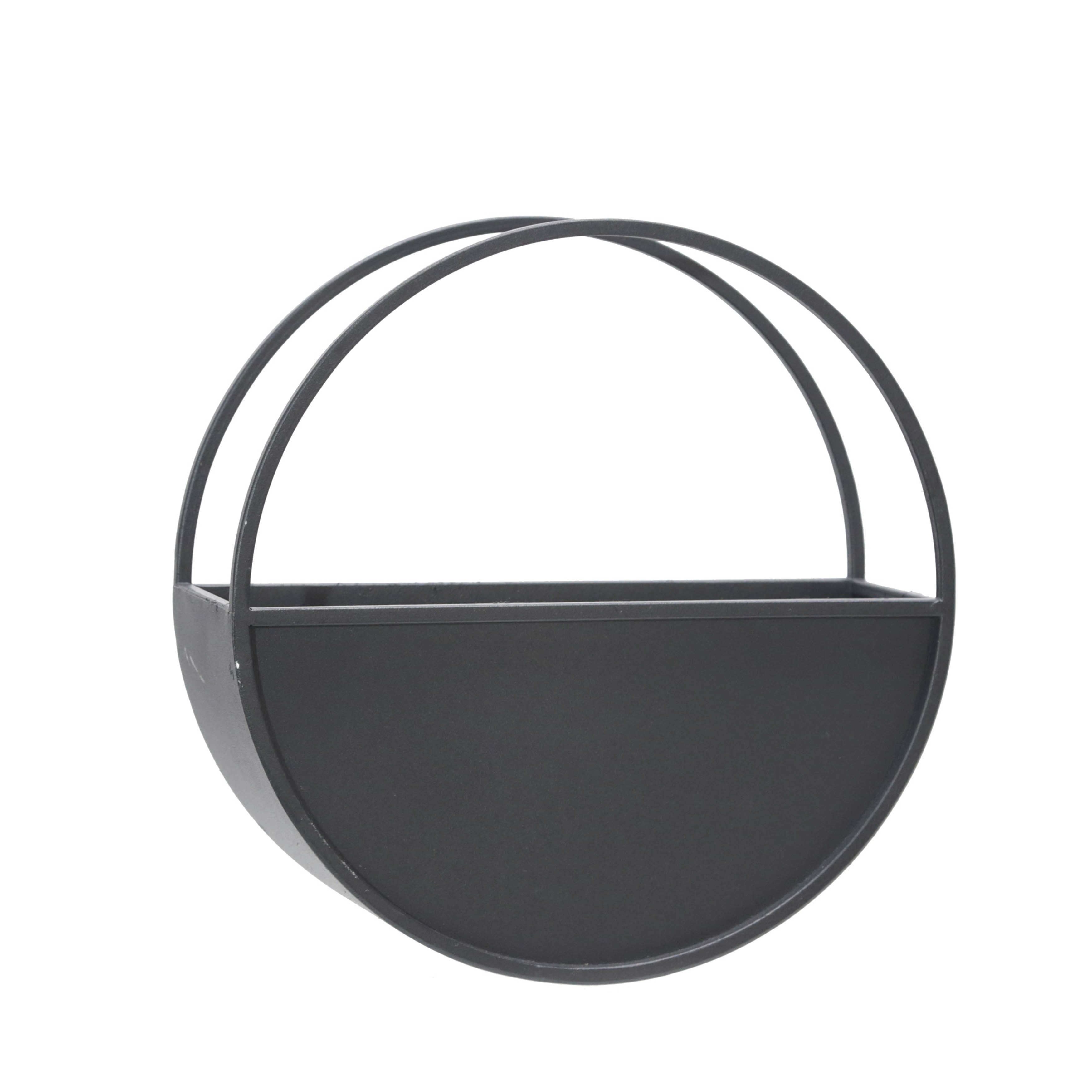 Sagebrook Home Modern Set of 2 Metal Round Wall Planters Black Iron Plant Holders for Indoor/Outdoor - 12 x 4 x 12