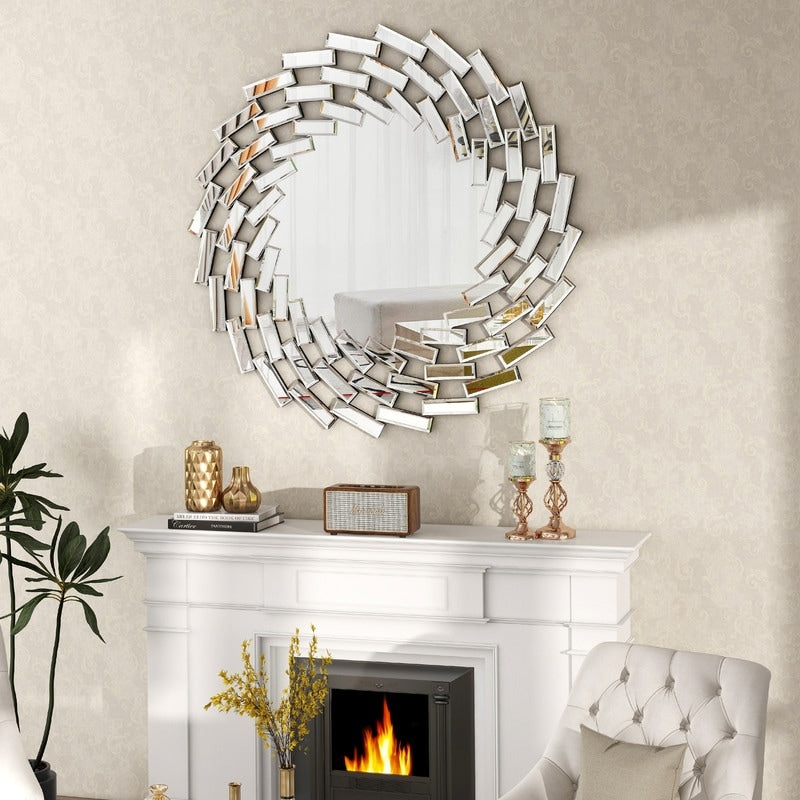 Sunburst Shape Wall Mirror Round Accent Mirror