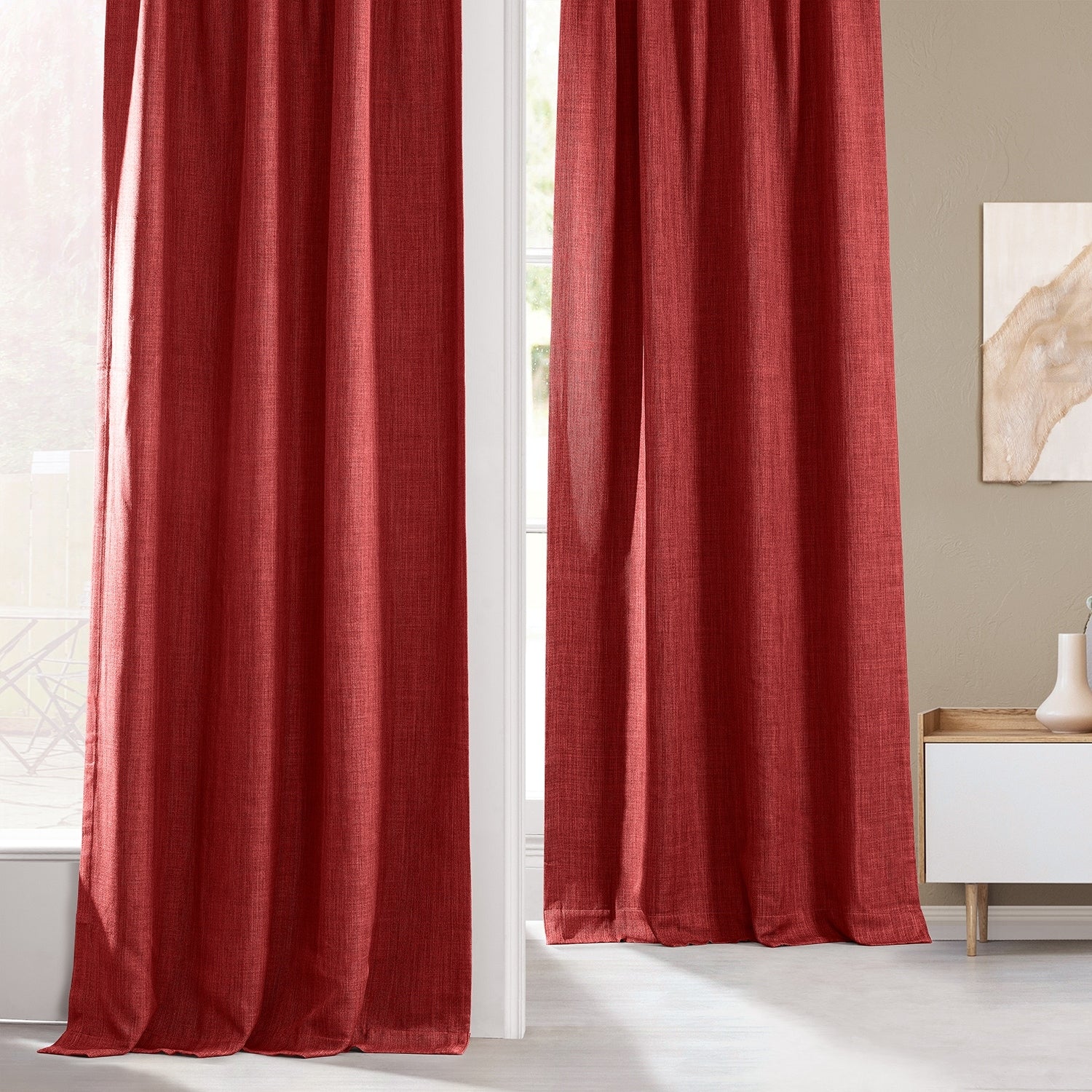 Exclusive Fabrics Faux Linen Room Darkening Curtain (1 Panel)