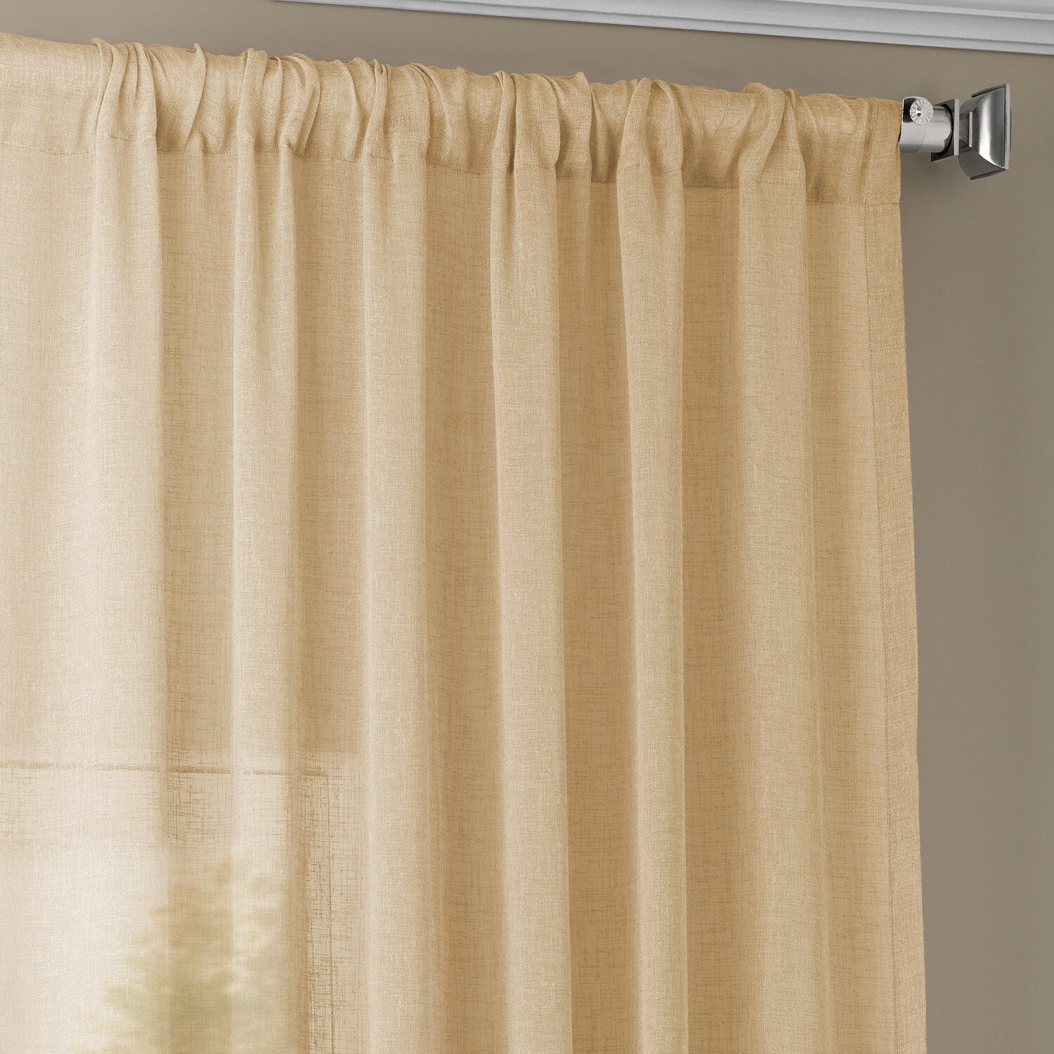 Exclusive Fabrics Solid Faux Linen Sheer Curtain (1 Panel)