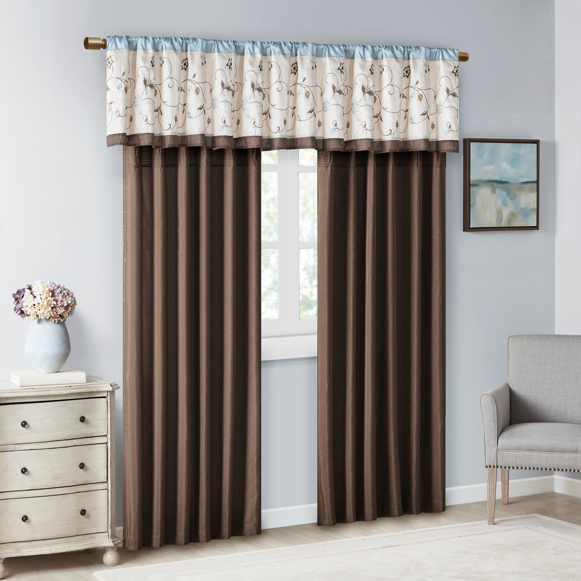 Madison Park Belle Embroidered Window Curtain Panel