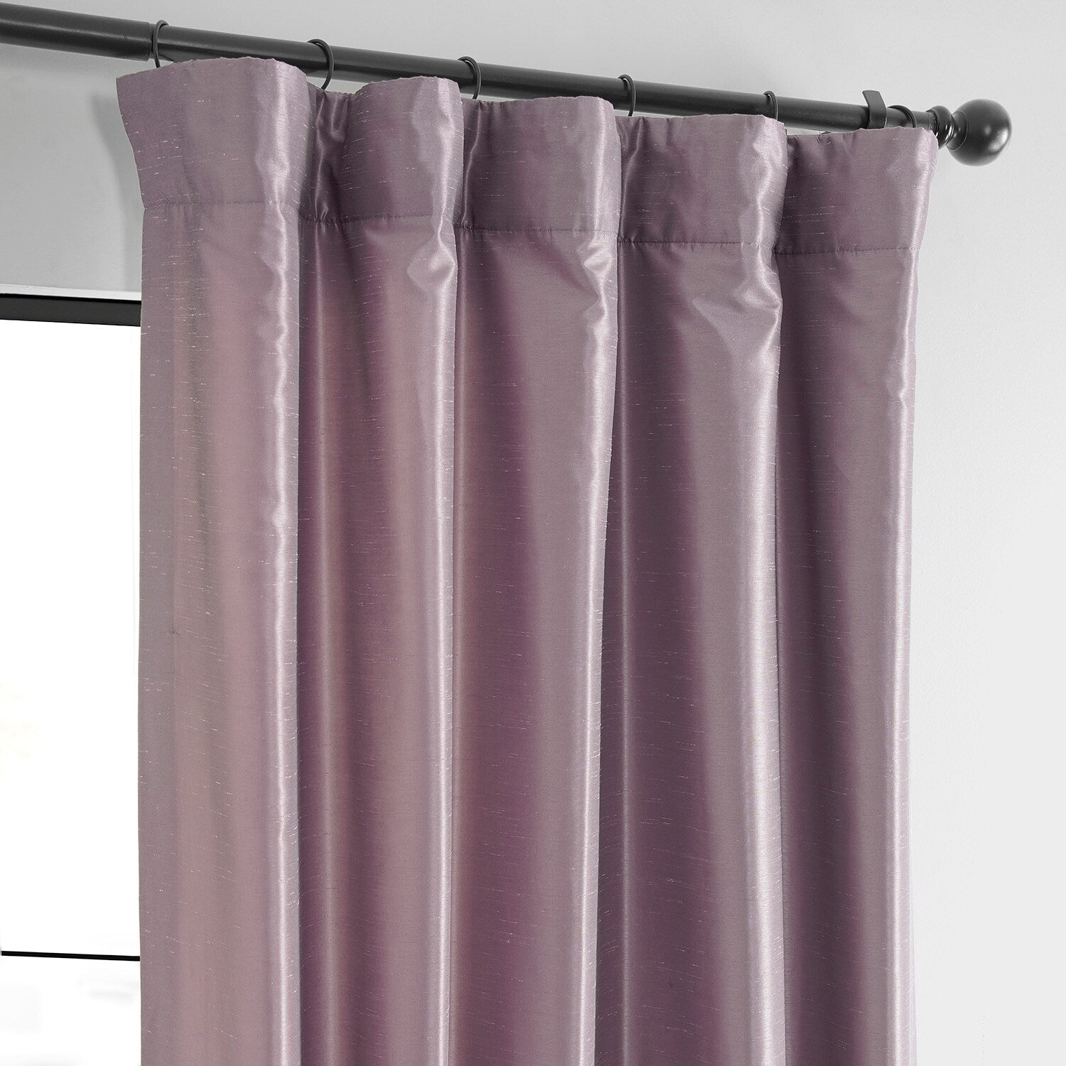 Exclusive Fabrics Smokey Plum Vintage Textured Faux Dupioni Silk Curtain Panel