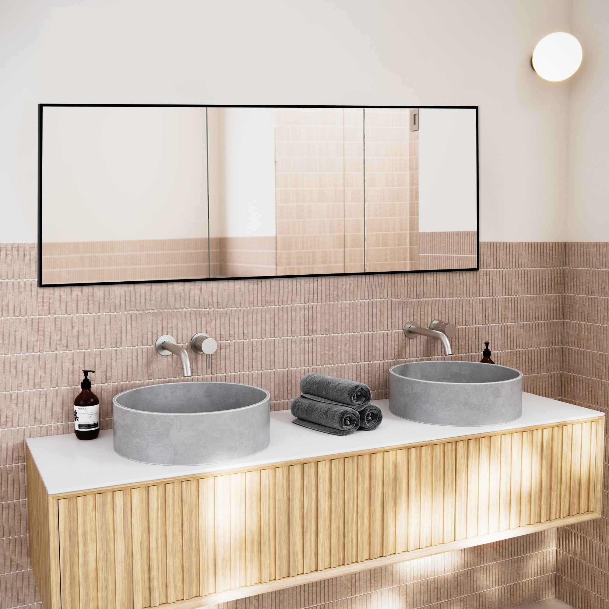 64x21Rectangle Full Length Floor Mirror with Stand Aluminum Alloy Frame,Wall-Mounted Mirror