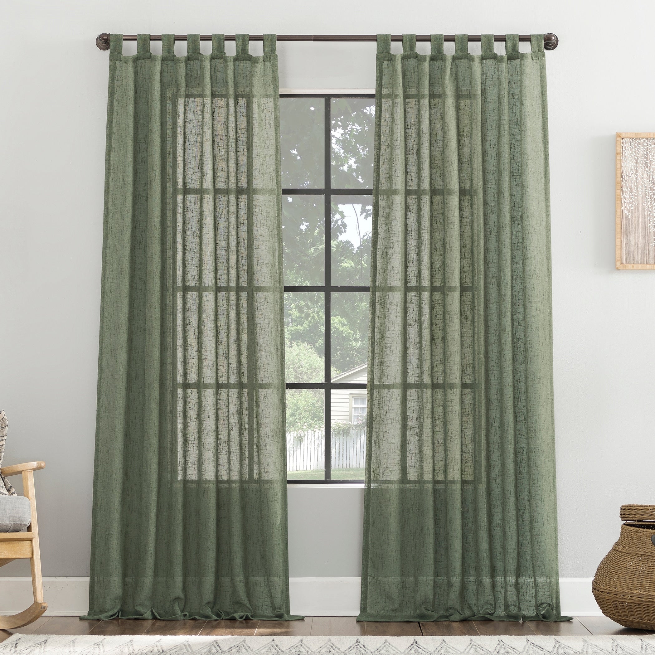 Archaeo Burlap Weave Linen Blend Tab Top Curtain, Single Panel