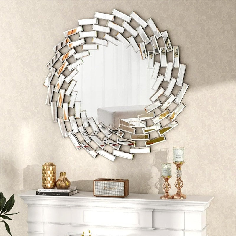 Sunburst Shape Wall Mirror Round Accent Mirror