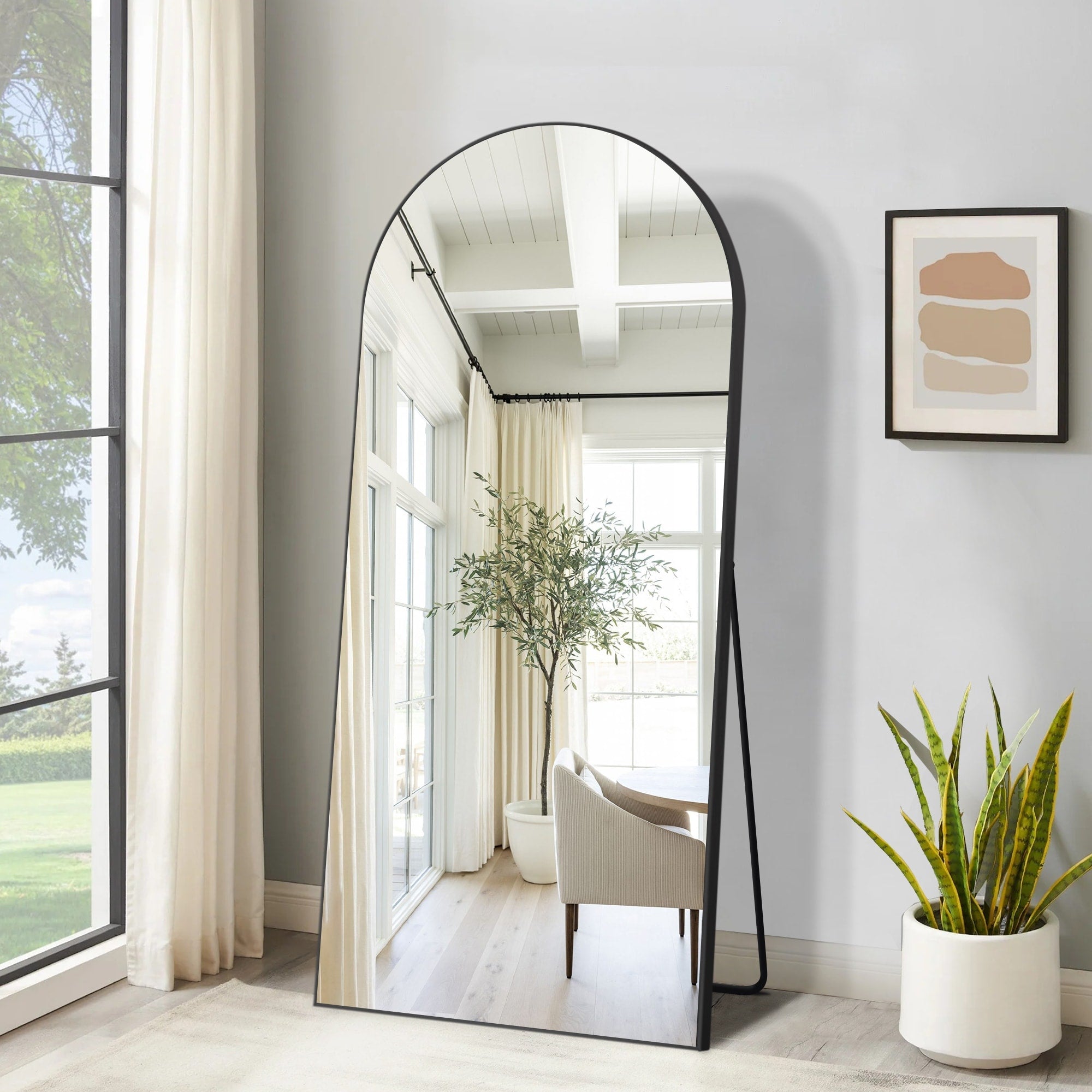 Arched Full Length Mirror with Stand Aluminum Alloy Frame,Wall-Mounted Mirror,Floor Dressing Mirror