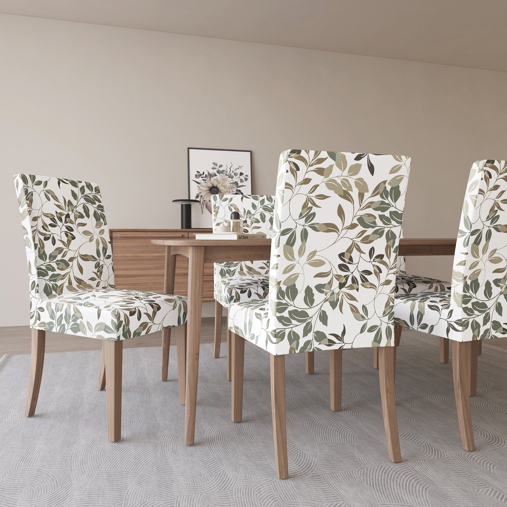 No. 918 Hillsboro 2-pack Botanical Print Stretch Fit Elastic Dining Chair Cover Pair - 28 x 39